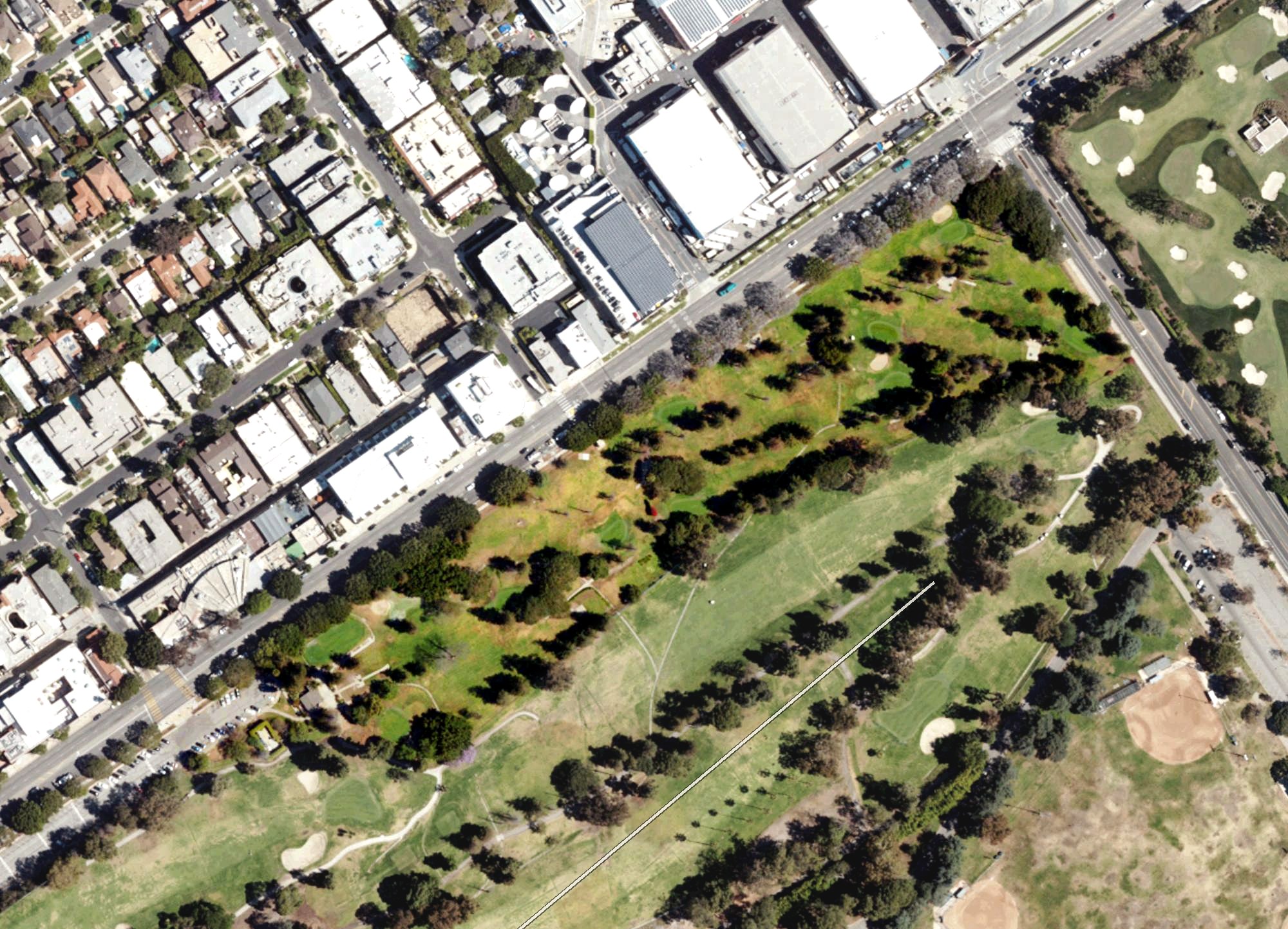 Aerial view of Rancho Park 3 Par Course, CA