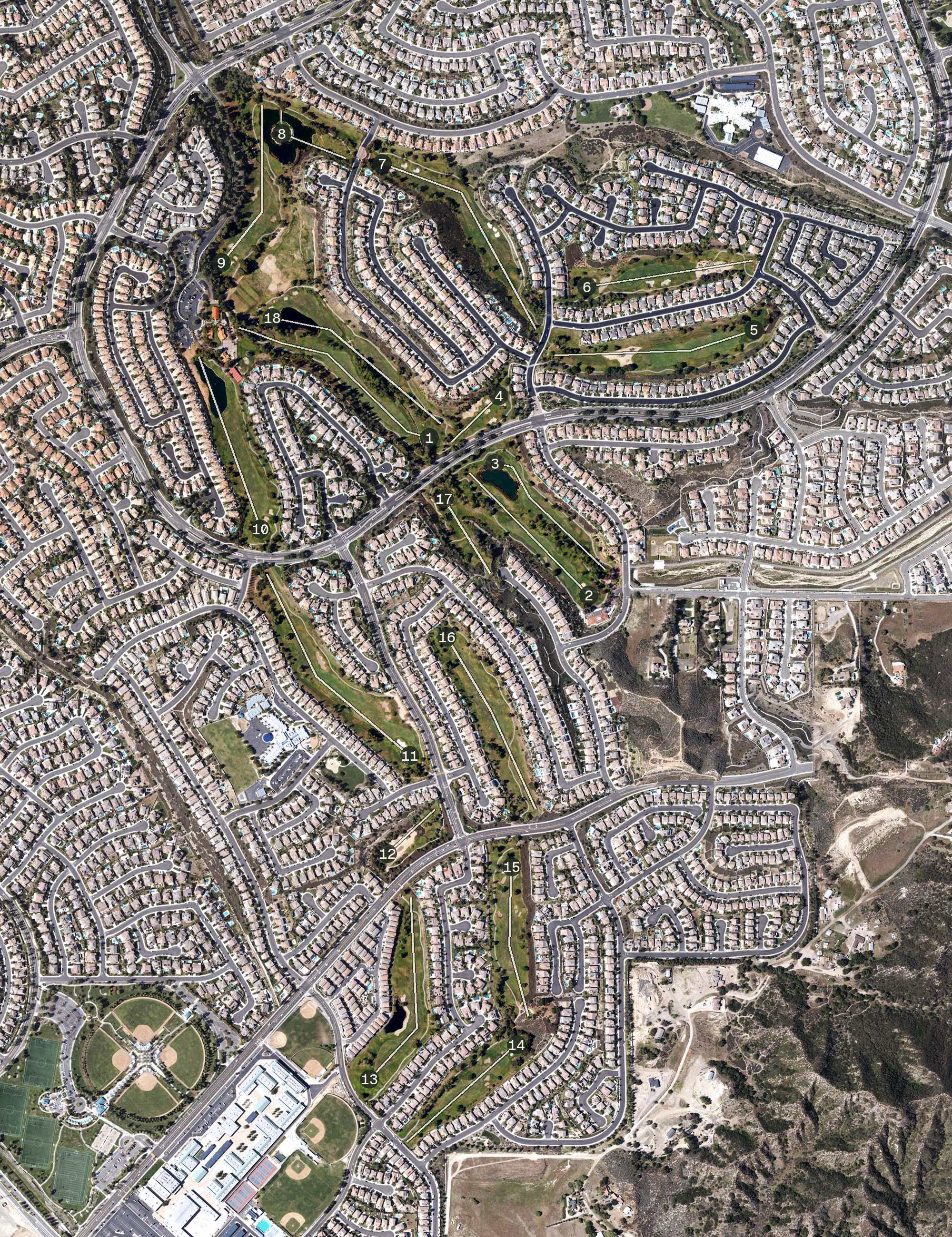 Aerial view of Redhawk Golf Club, CA