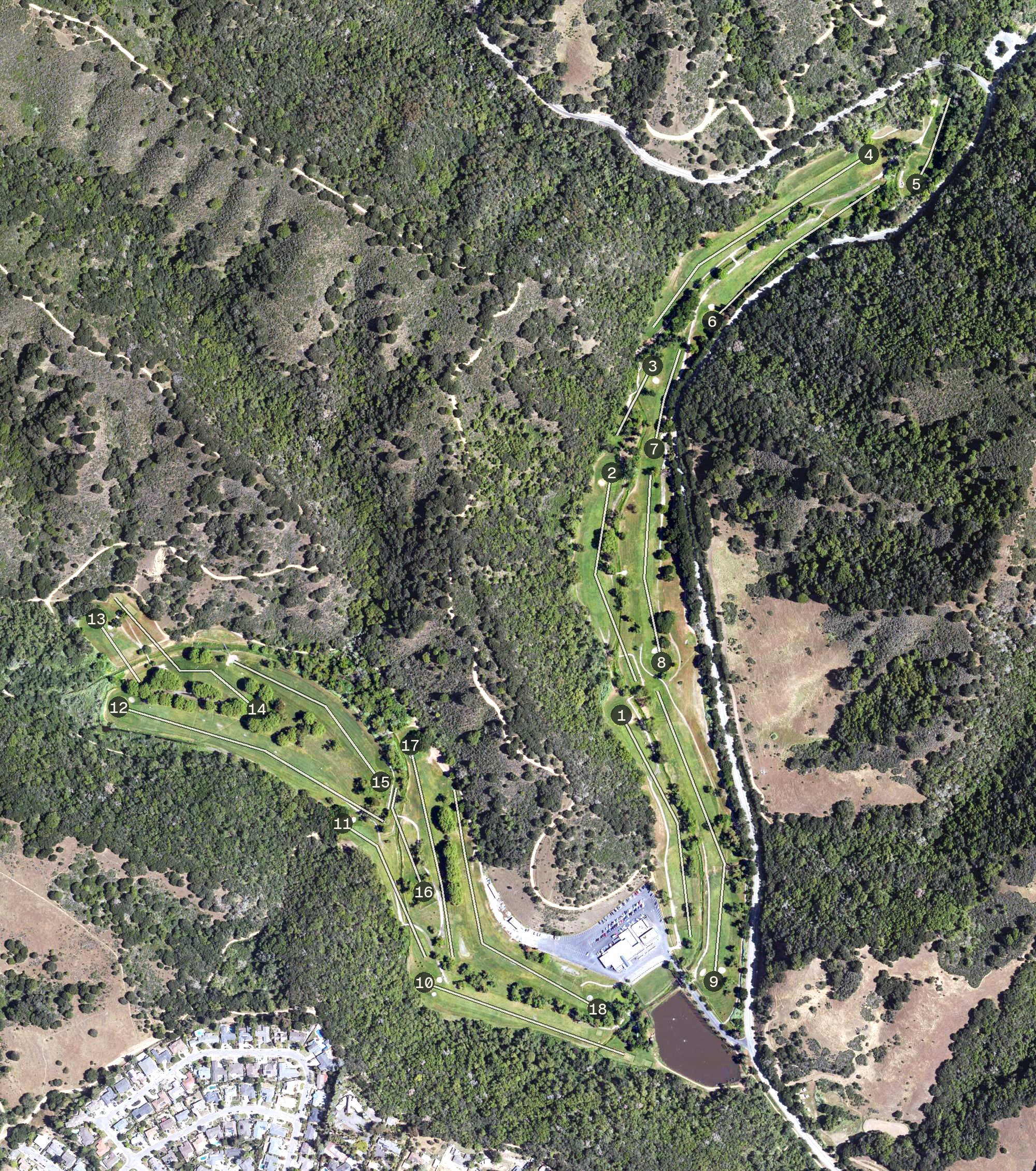 Aerial view of Redwood Canyon Golf Course, CA