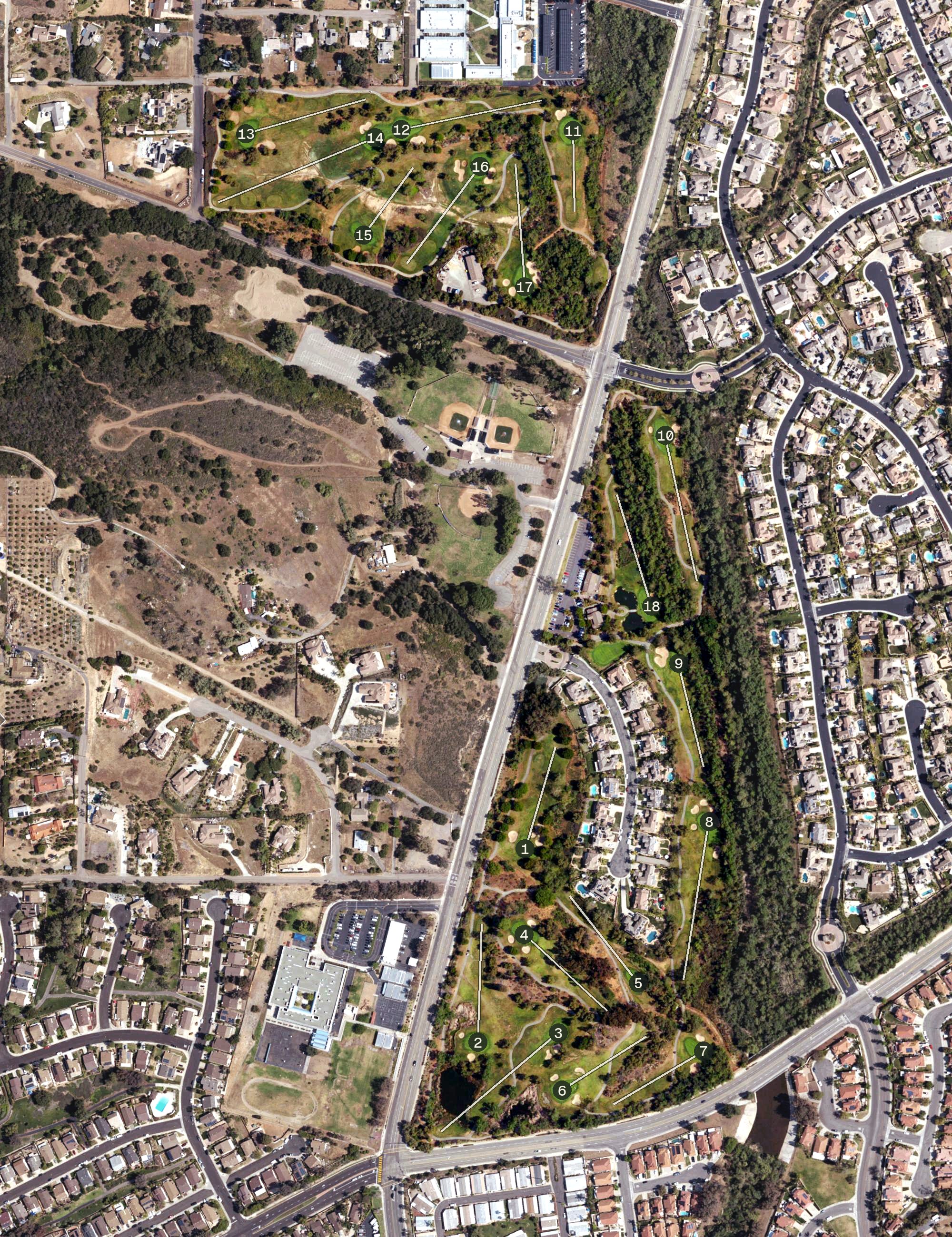 Aerial view of Reidy Creek Golf Course, CA