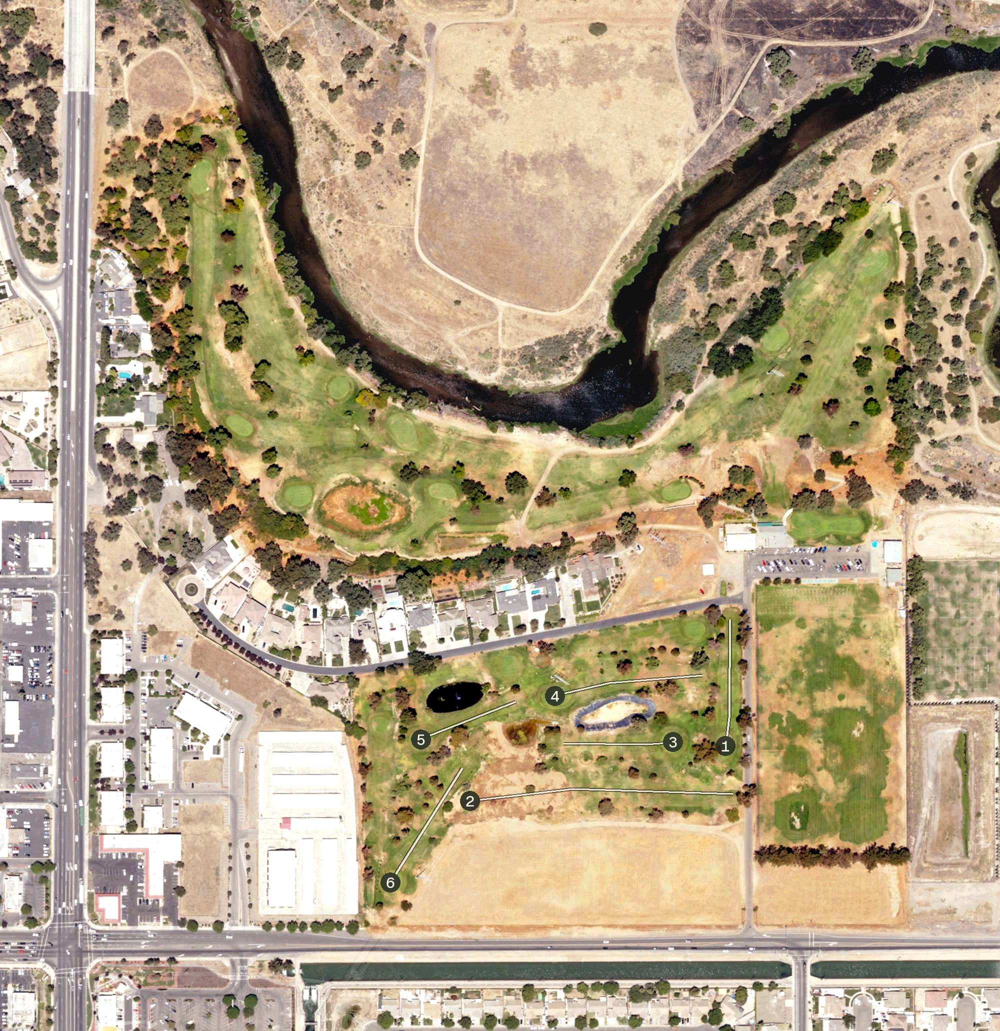 Aerial view of River Oaks Golf Course, CA