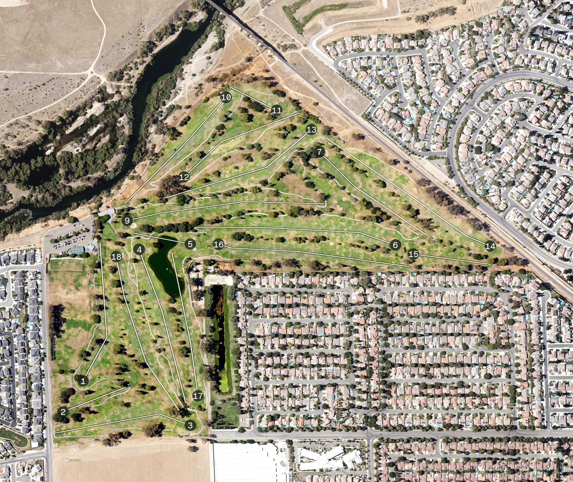 Aerial view of Riverside Golf Course, CA