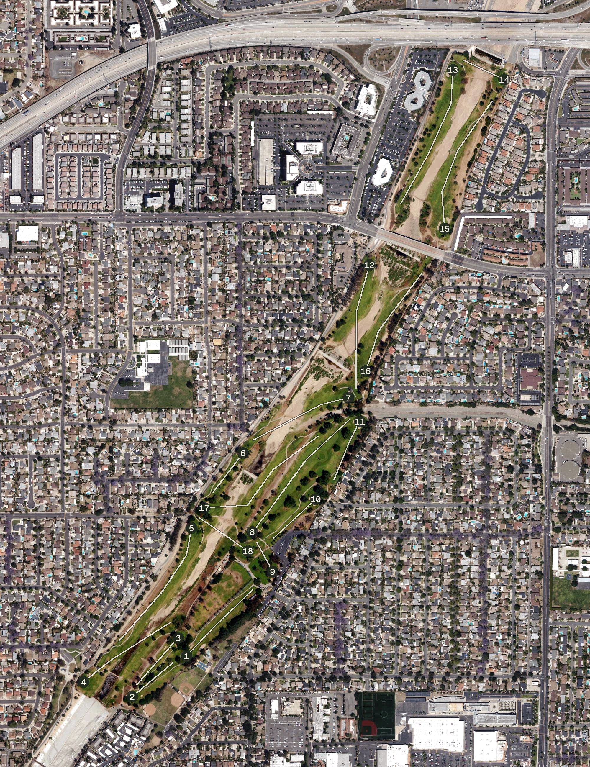 Aerial view of Riverview Golf Course, CA