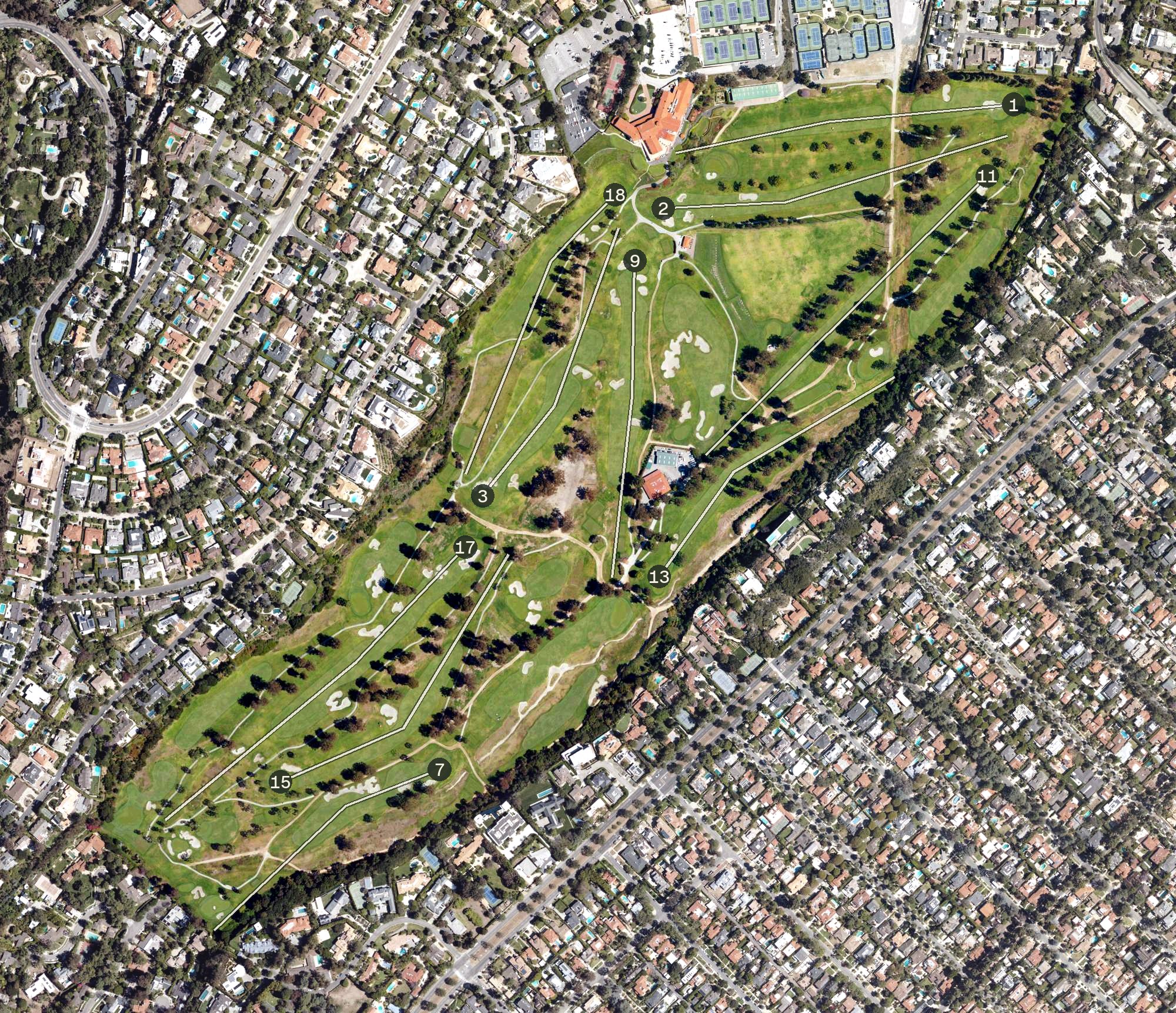 Aerial view of Riviera Country Club, CA