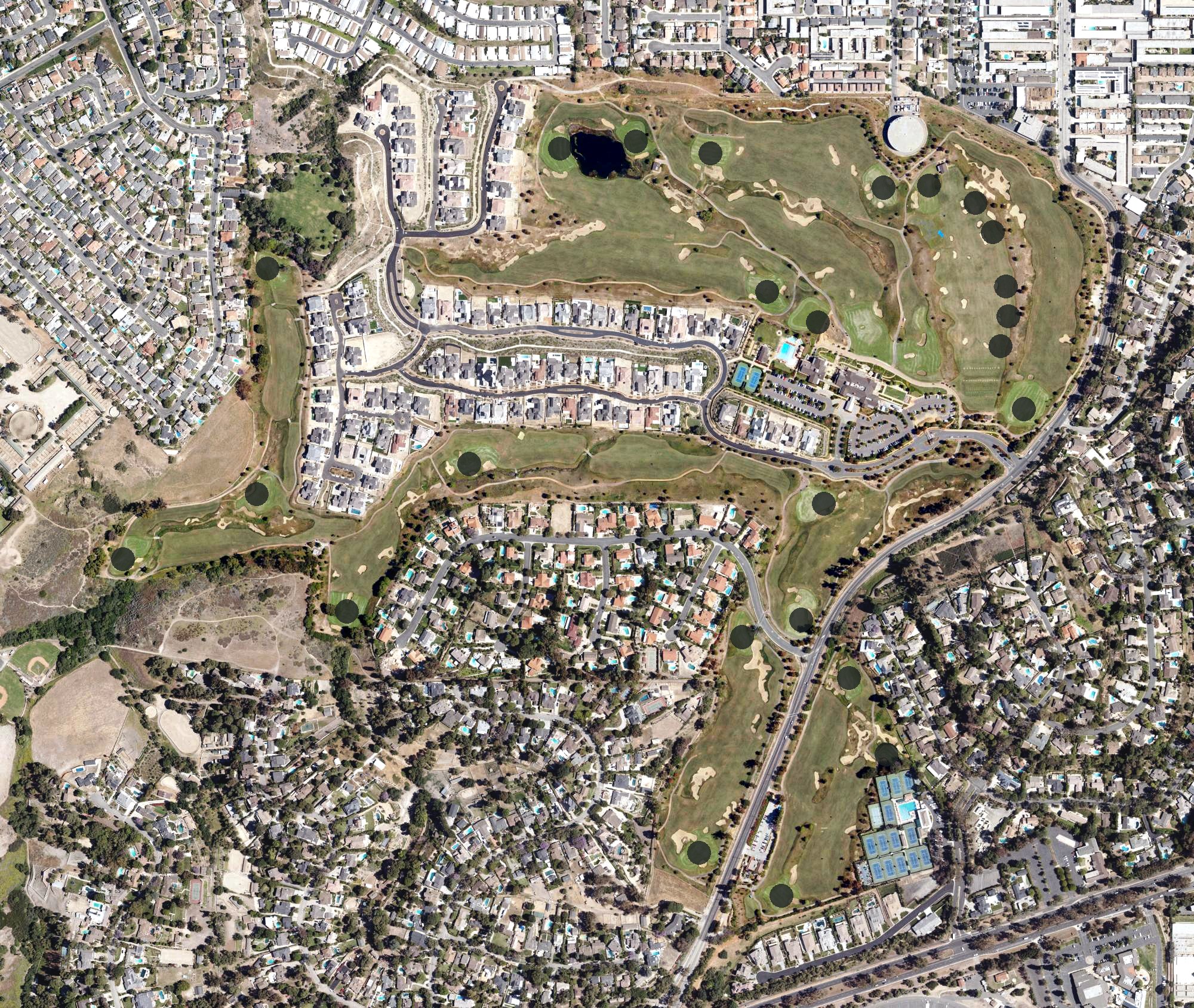 Aerial view of Rolling Hills Country Club, CA