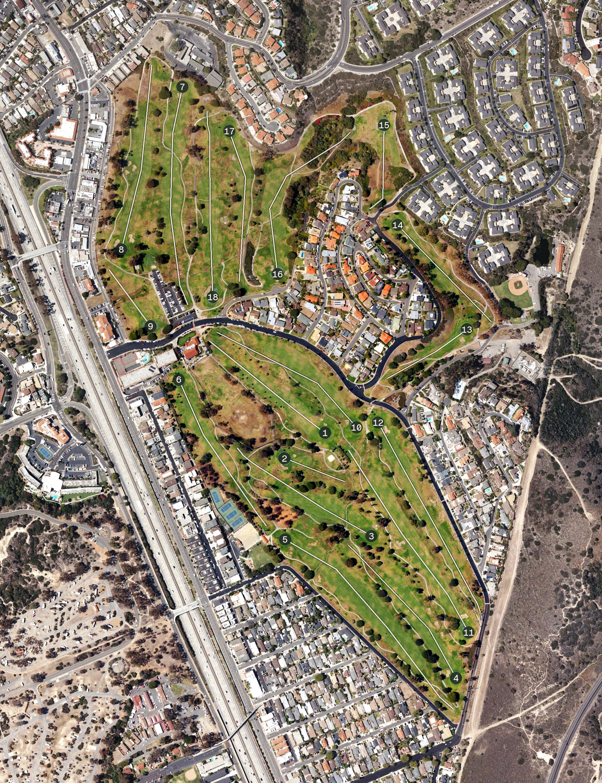 Aerial view of San Clemente Municipal Golf Course, CA