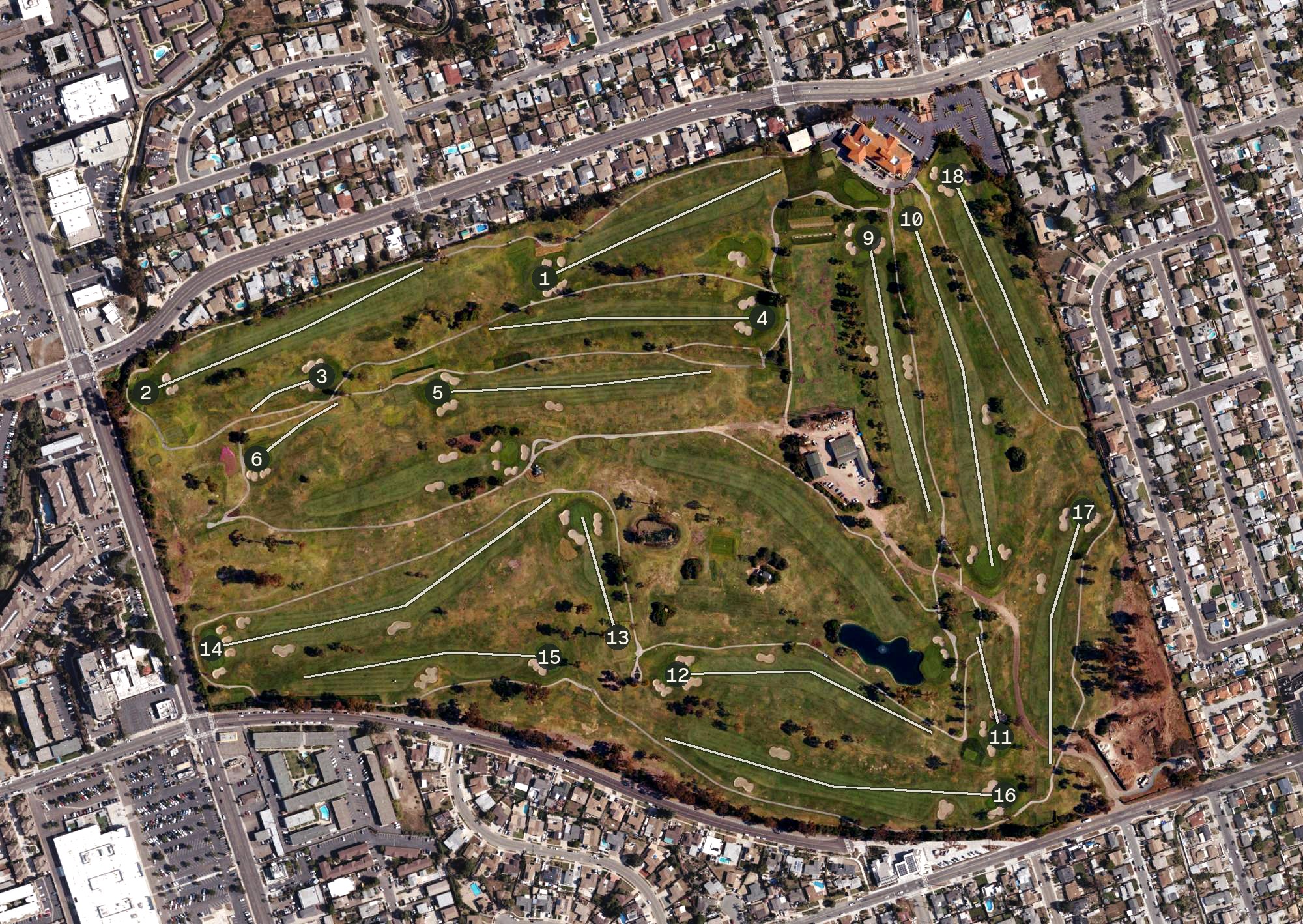 Aerial view of San Diego Country Club, CA