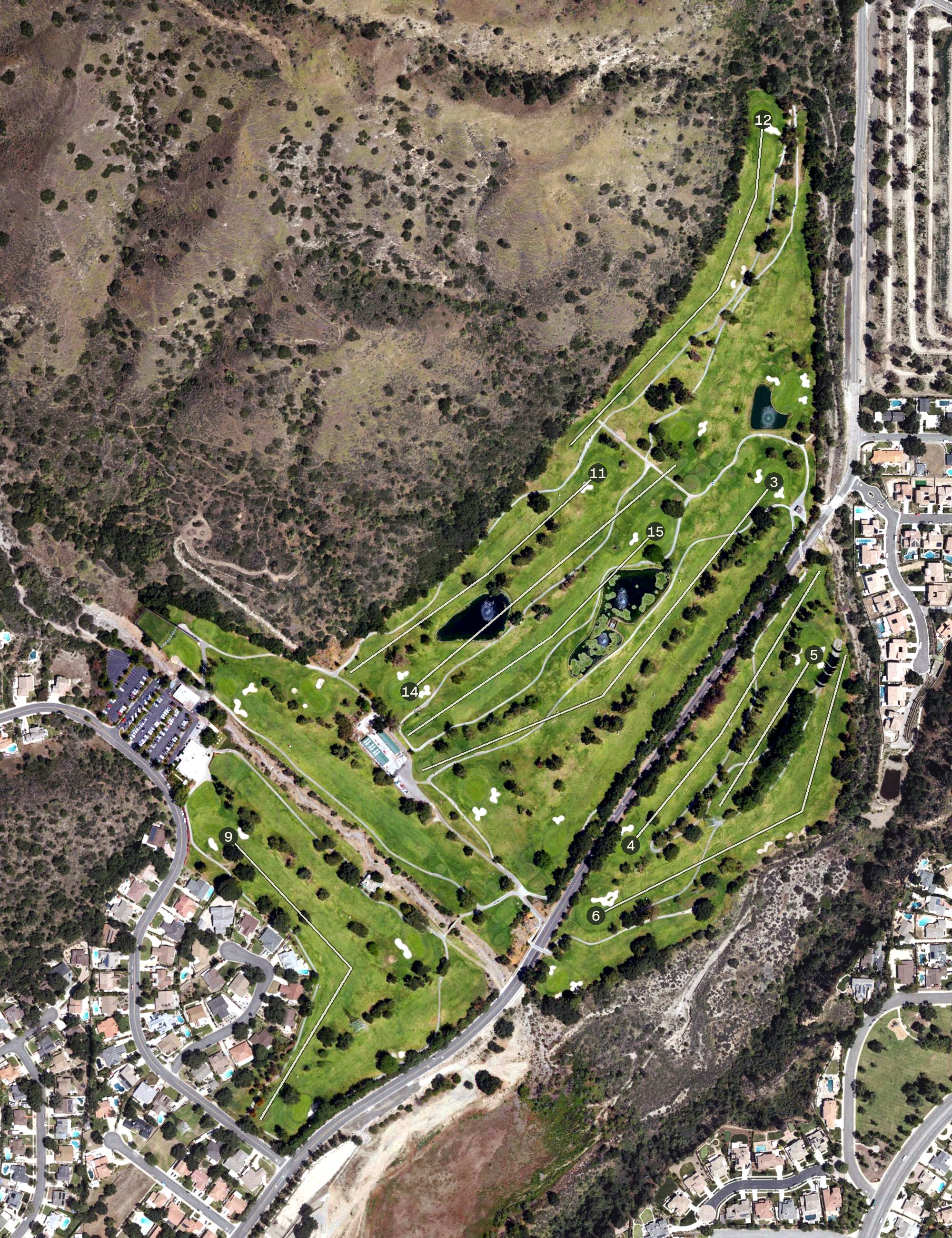 Aerial view of San Dimas Canyon Golf Course, CA