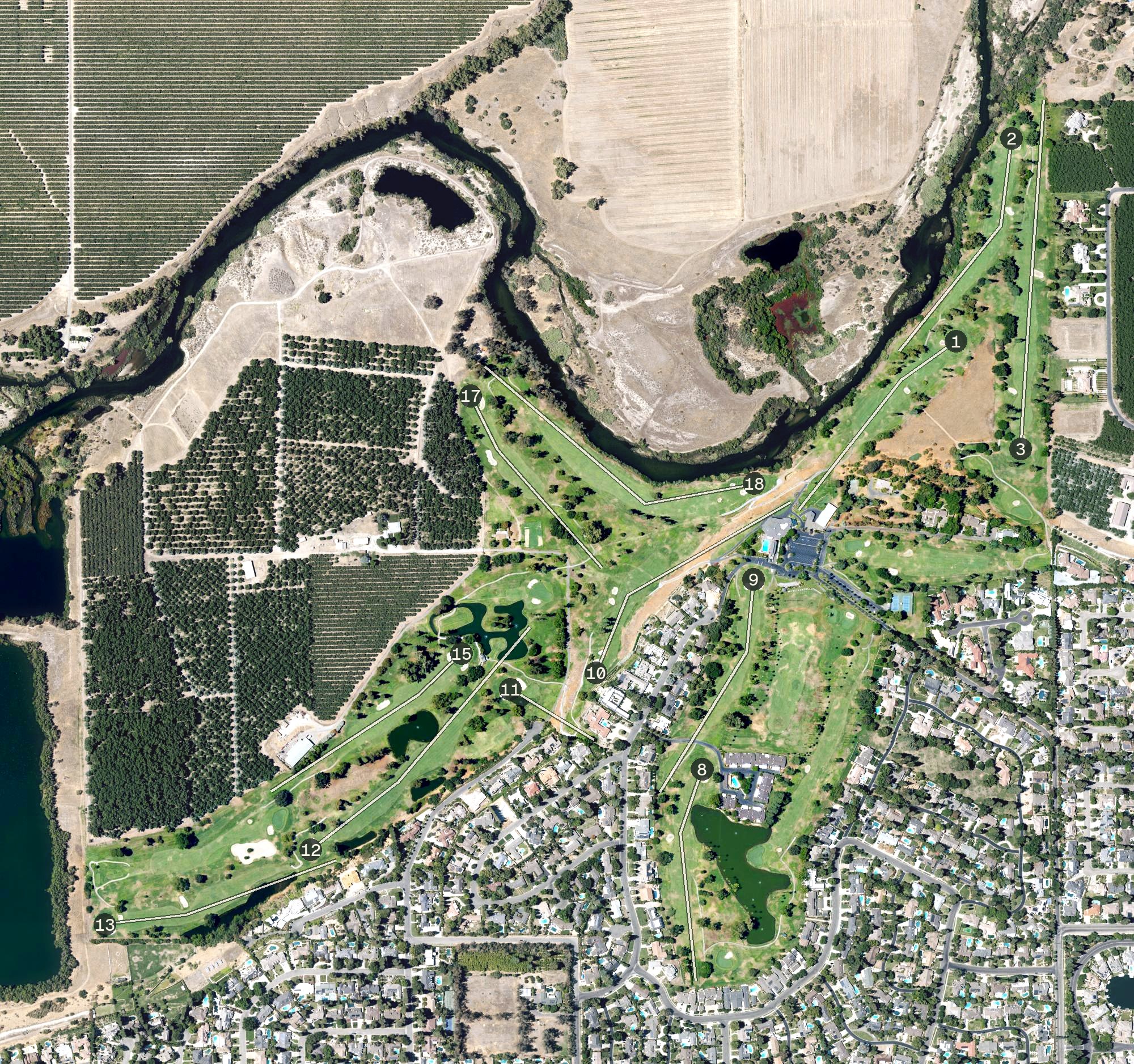 Aerial view of San Joaquin Country Club, CA