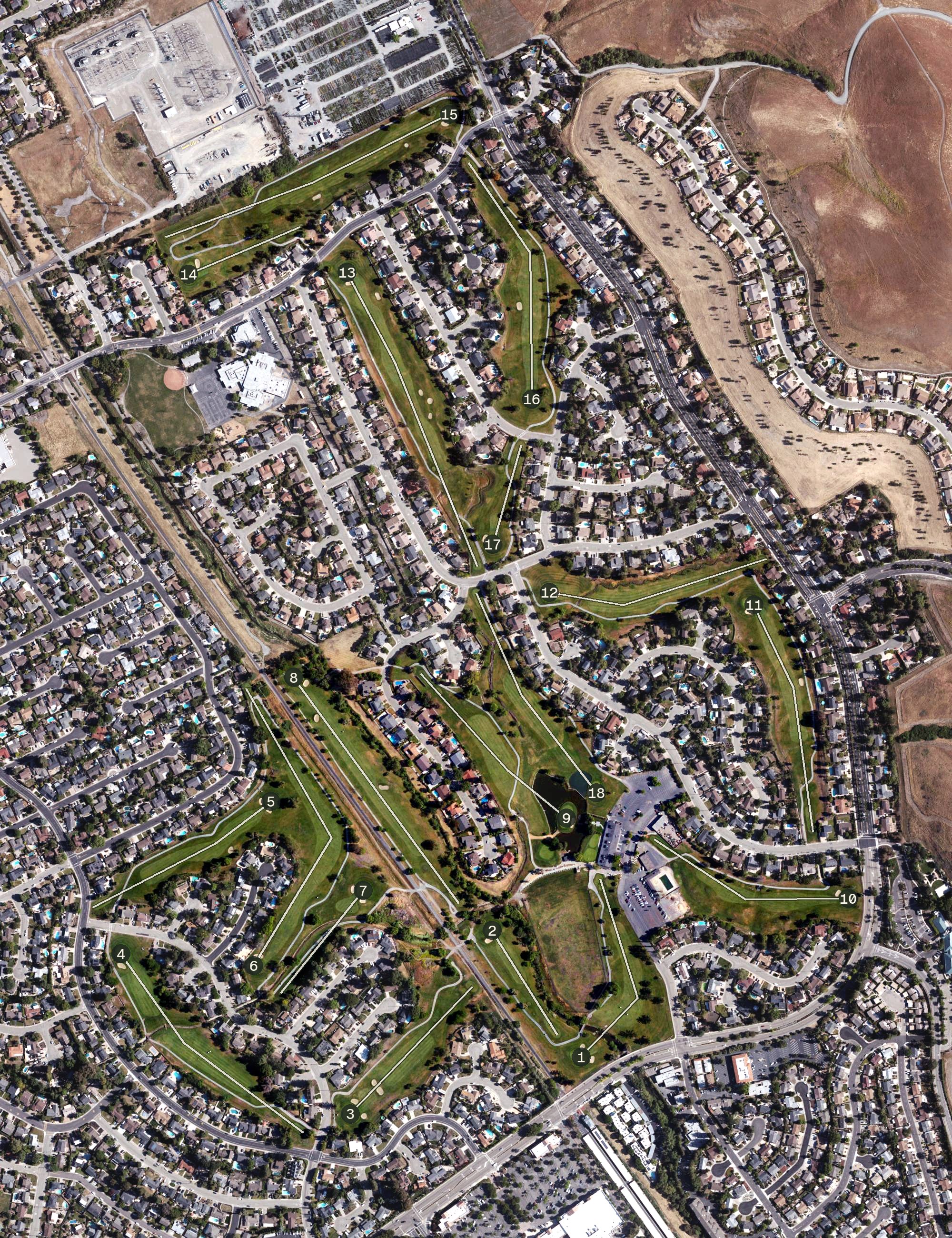Aerial view of San Ramon Golf Club, CA
