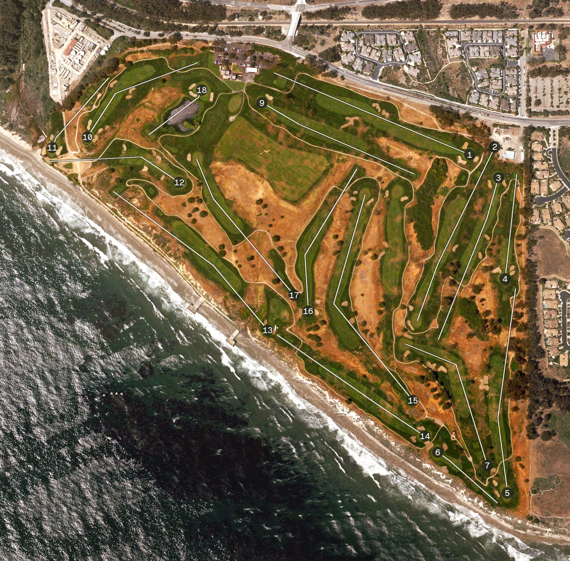 Aerial view of Sandpiper Golf Course, CA
