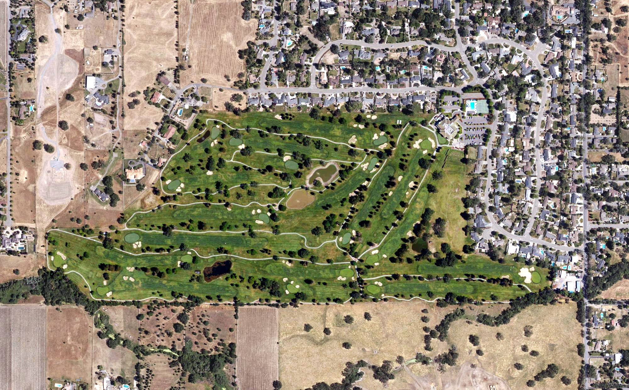 Aerial view of Santa Rosa Golf & Country Club, CA