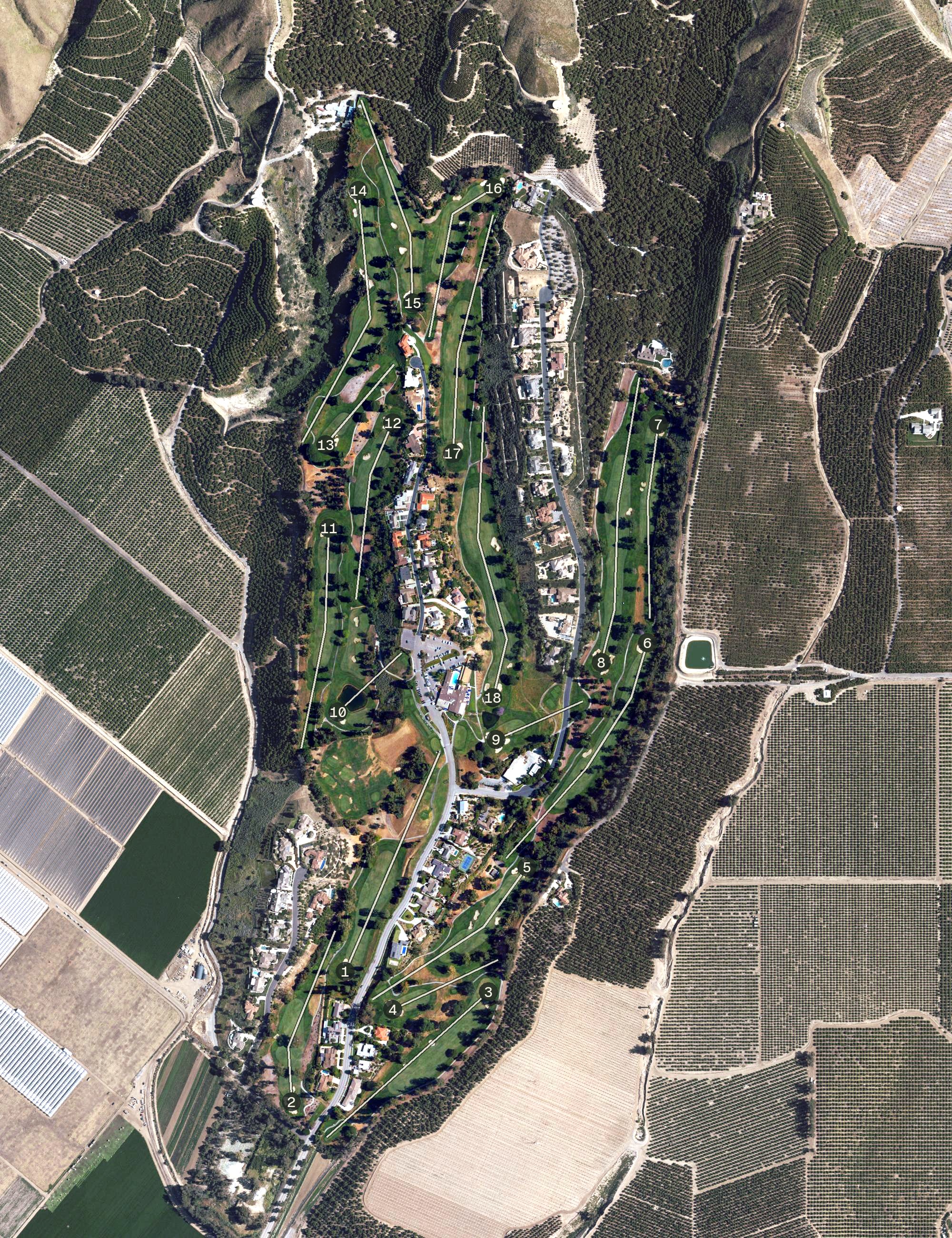 Aerial view of Saticoy Country Club, CA