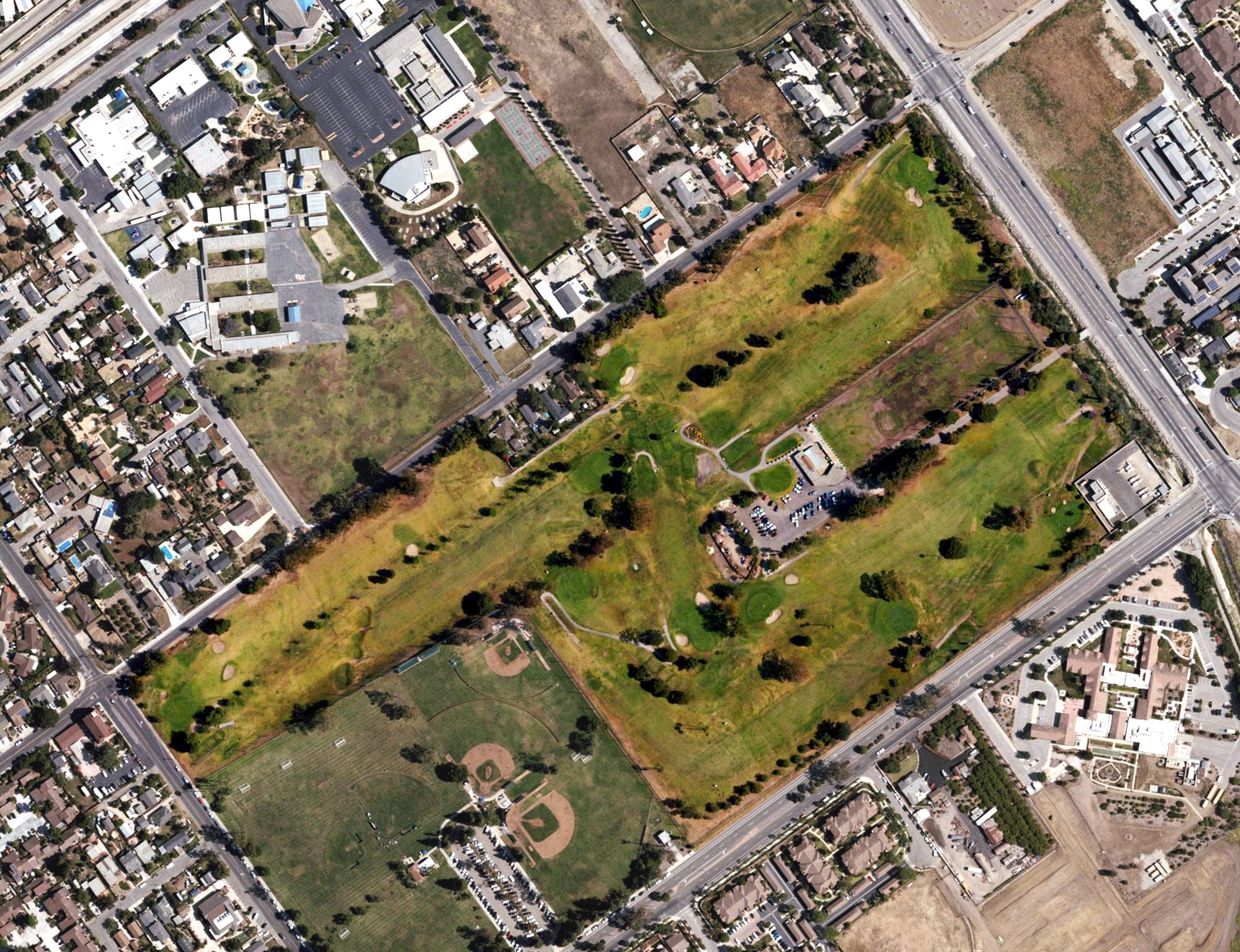 Aerial view of Saticoy Regional Golf Course, CA