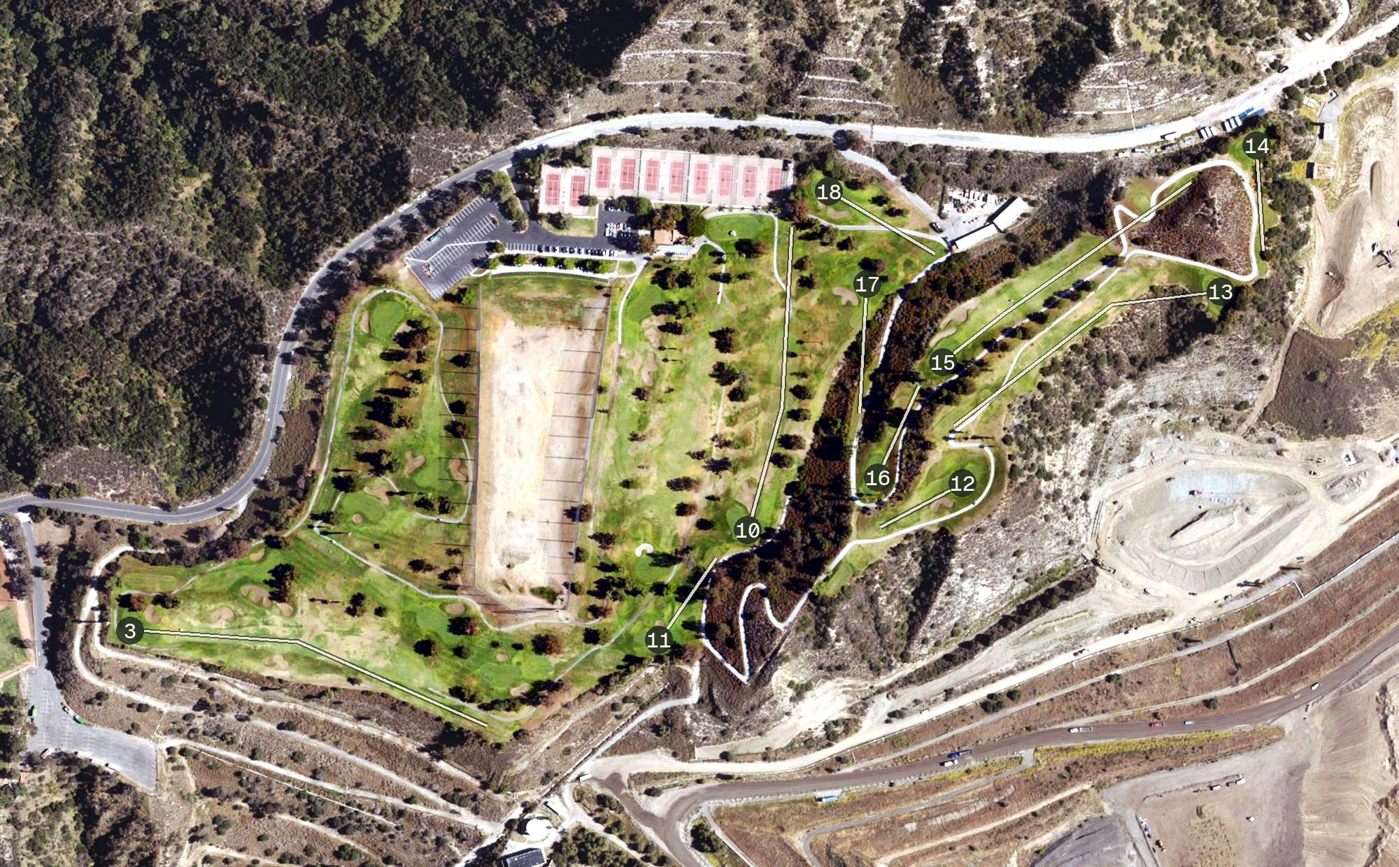 Aerial view of Scholl Canyon Golf Course, CA