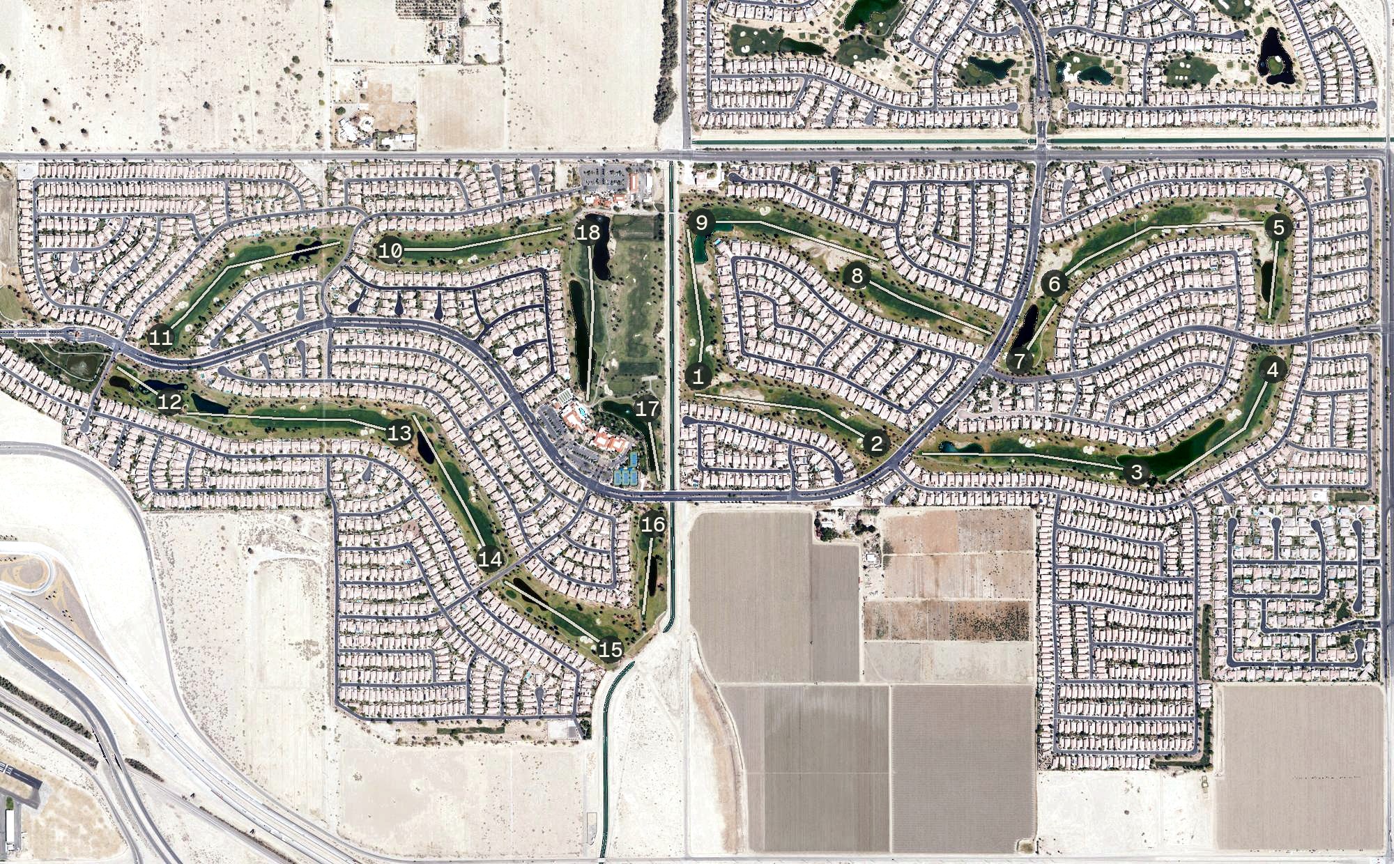 Aerial view of Shadow Hills Golf Club - South Course, CA