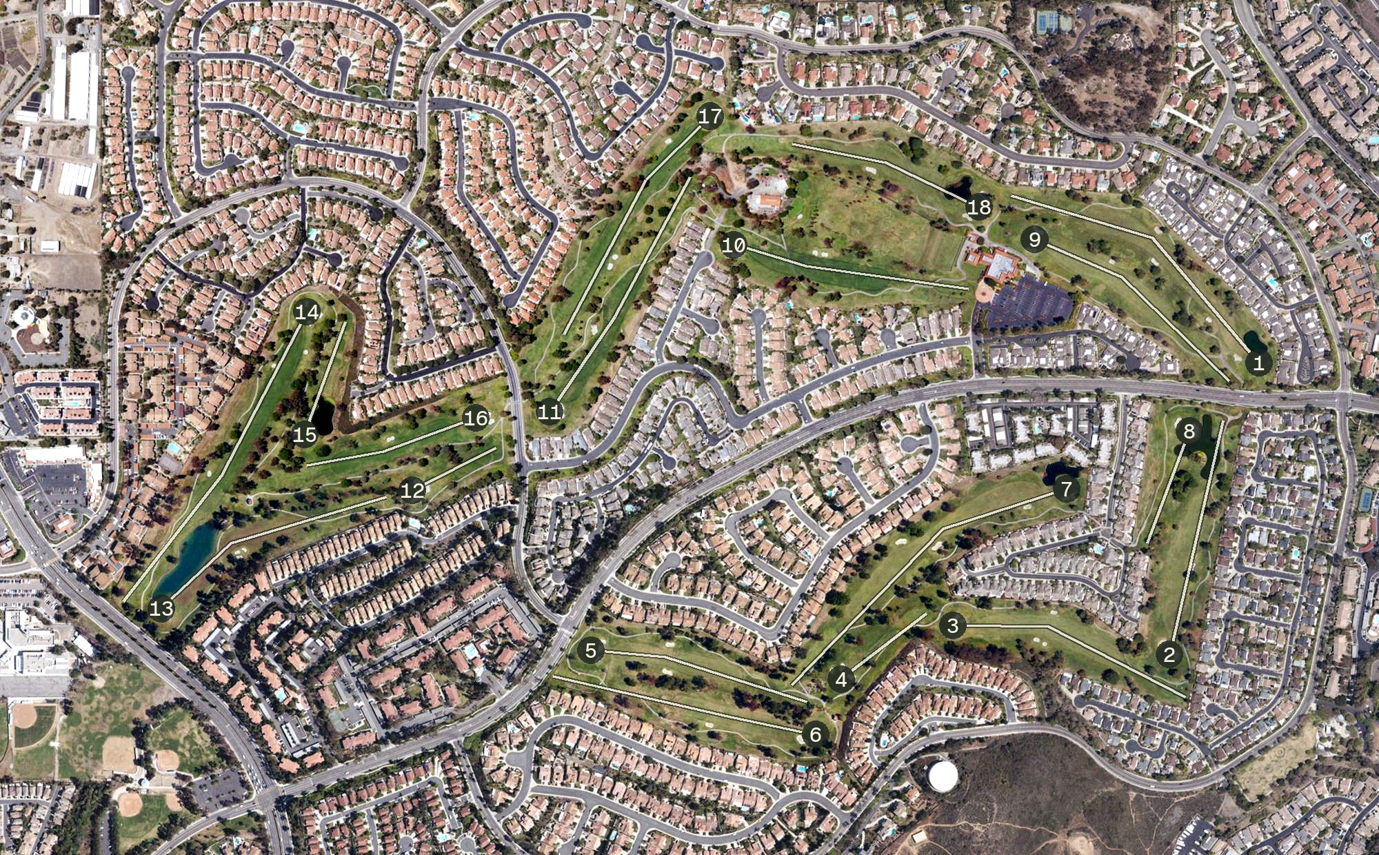 Aerial view of Shadowridge Country Club, CA