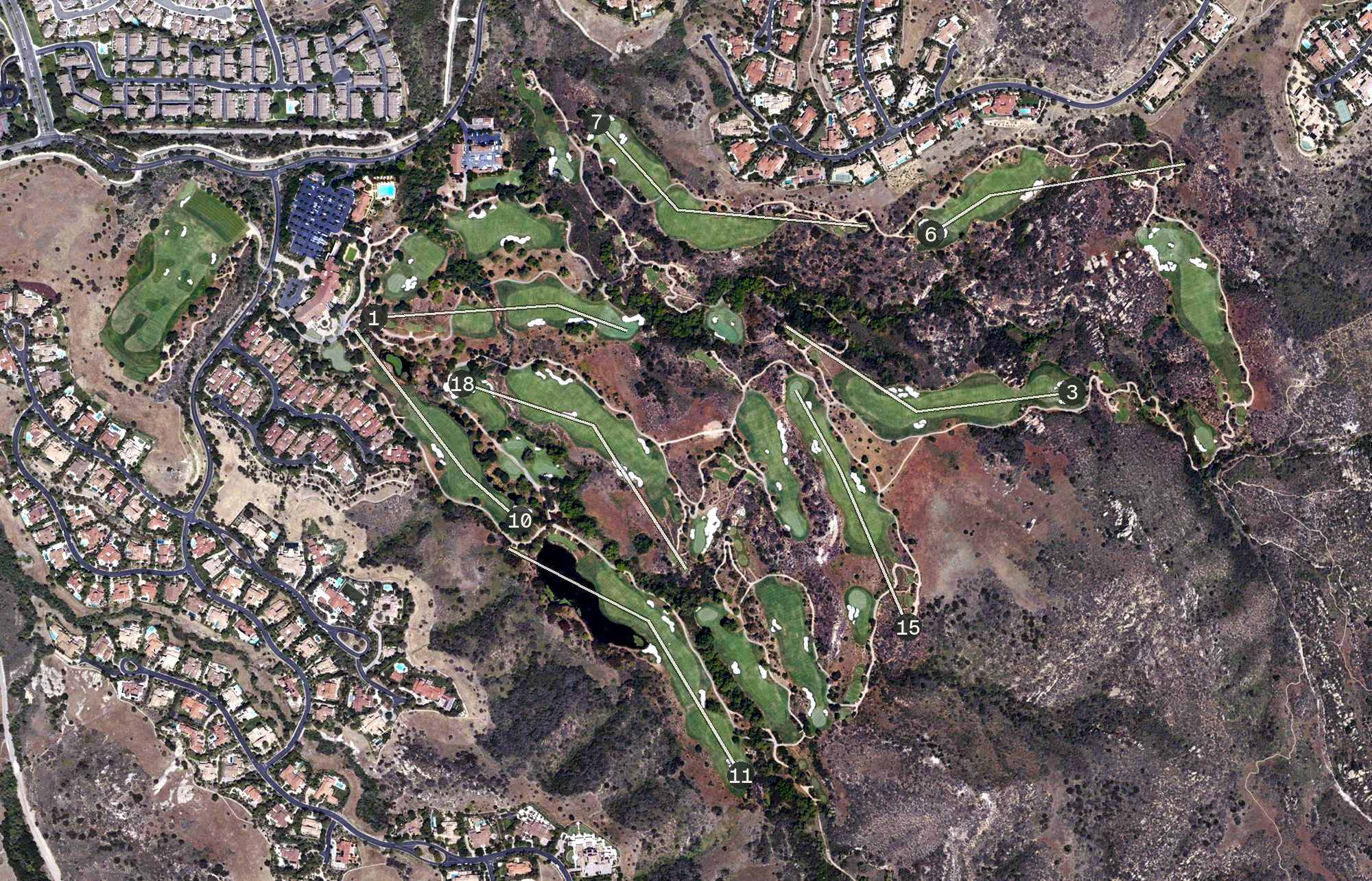 Aerial view of Shady Canyon Golf Club, CA