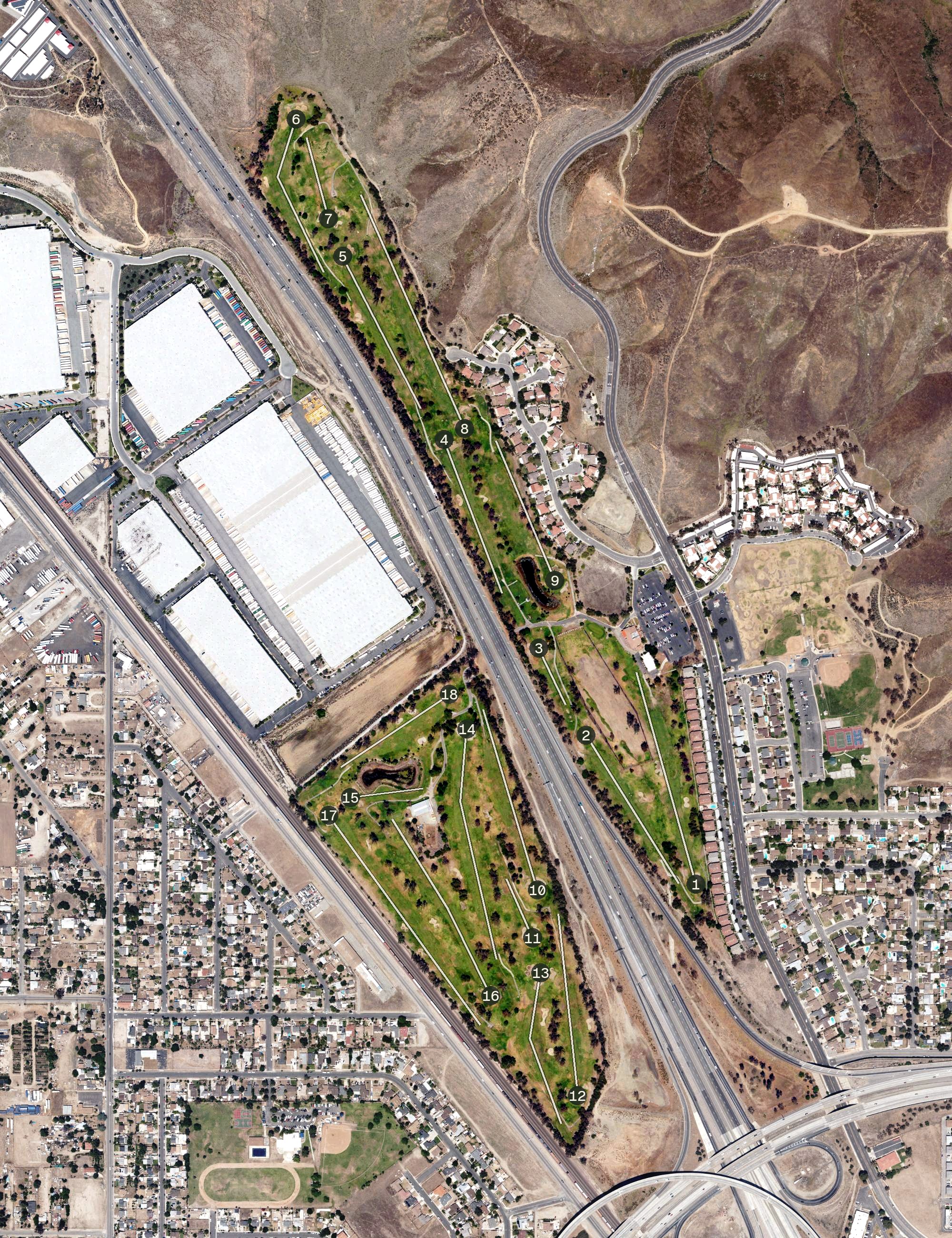Aerial view of Shandin Hills Golf Course, CA