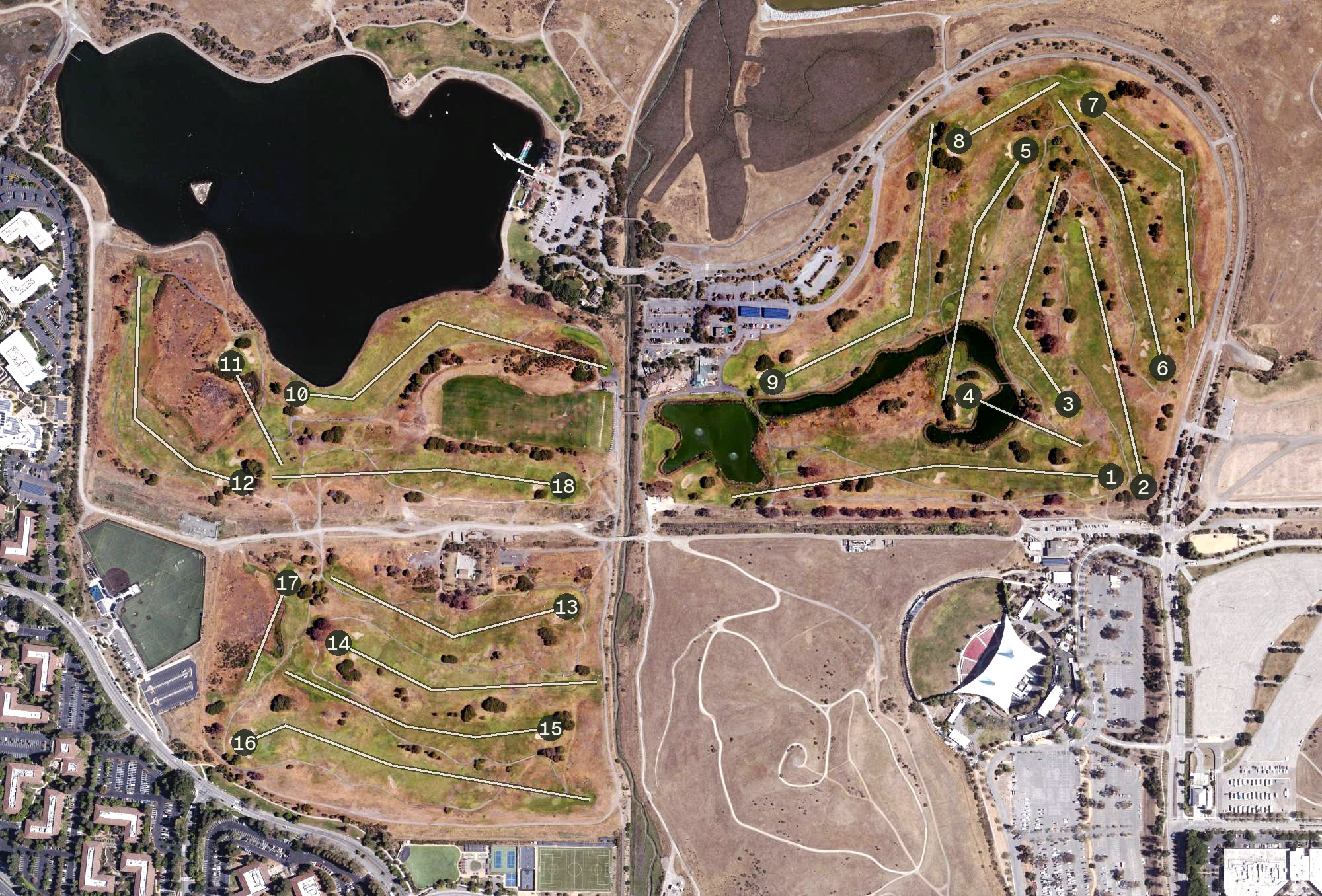 Aerial view of Shoreline Golf Links, CA