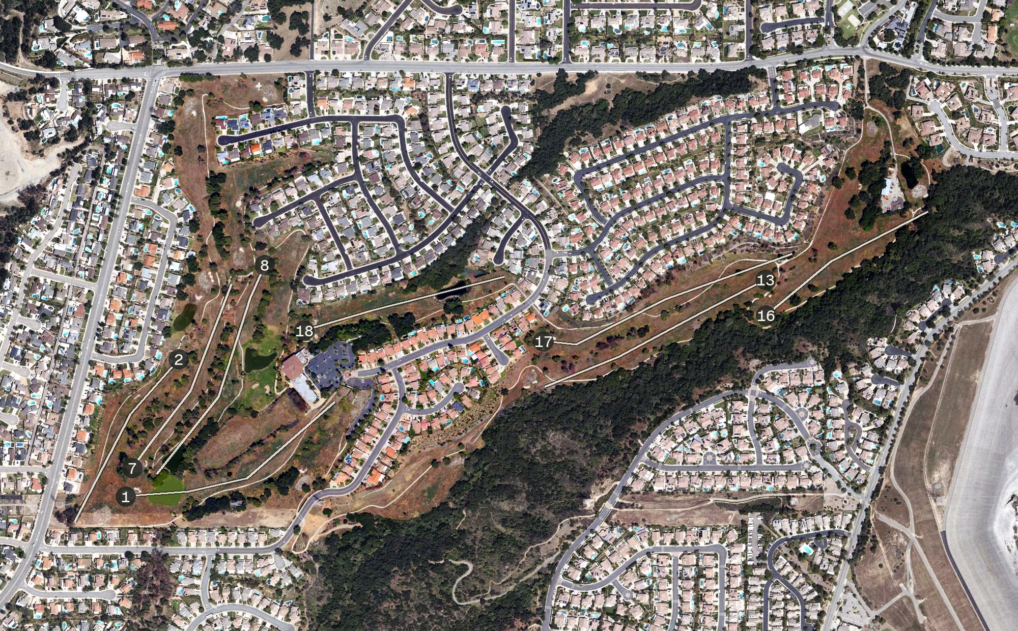 Aerial view of Sierra La Verne Country Club, CA