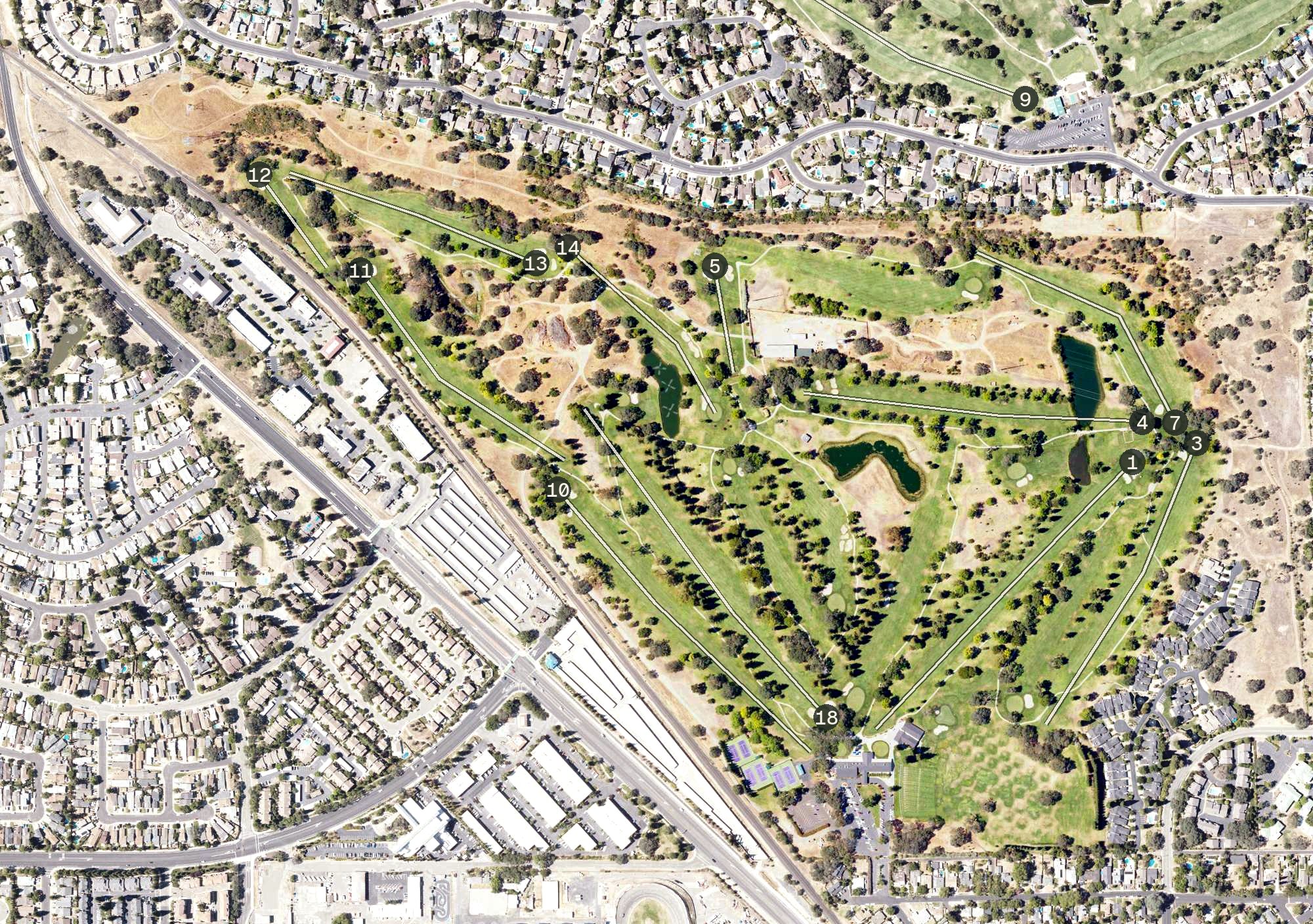 Aerial view of Sierra View Country Club, CA