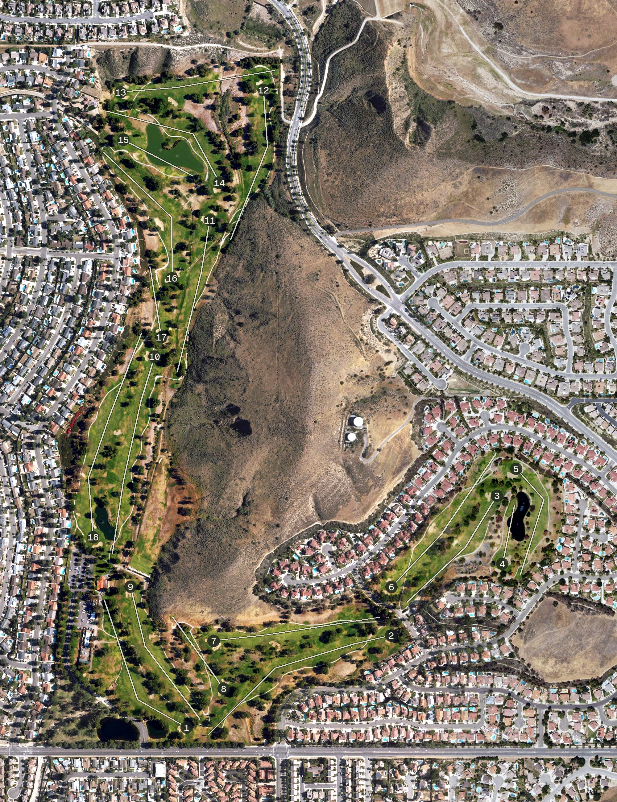 Aerial view of Simi Hills Golf Course, CA