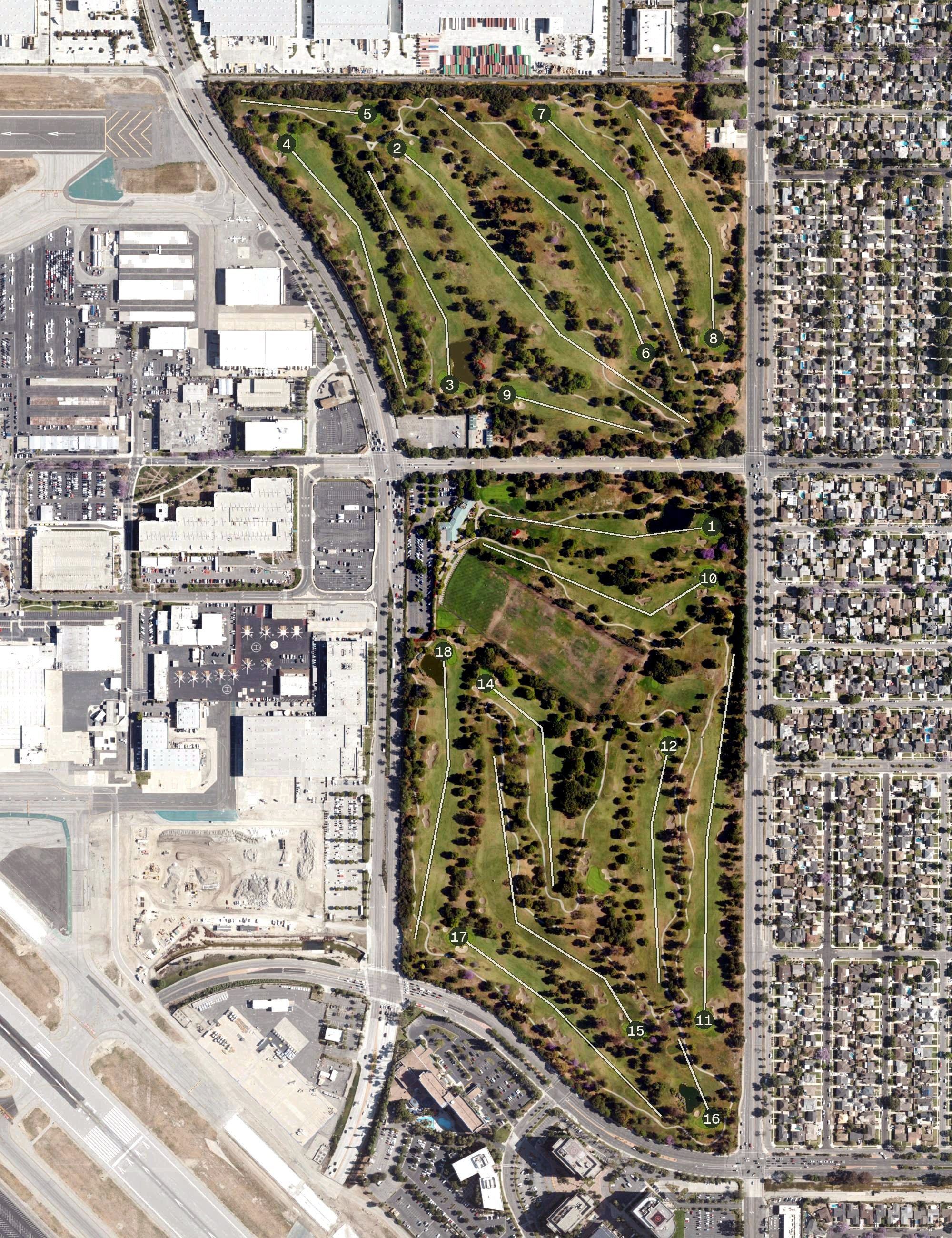 Aerial view of Skylinks Golf Course, CA