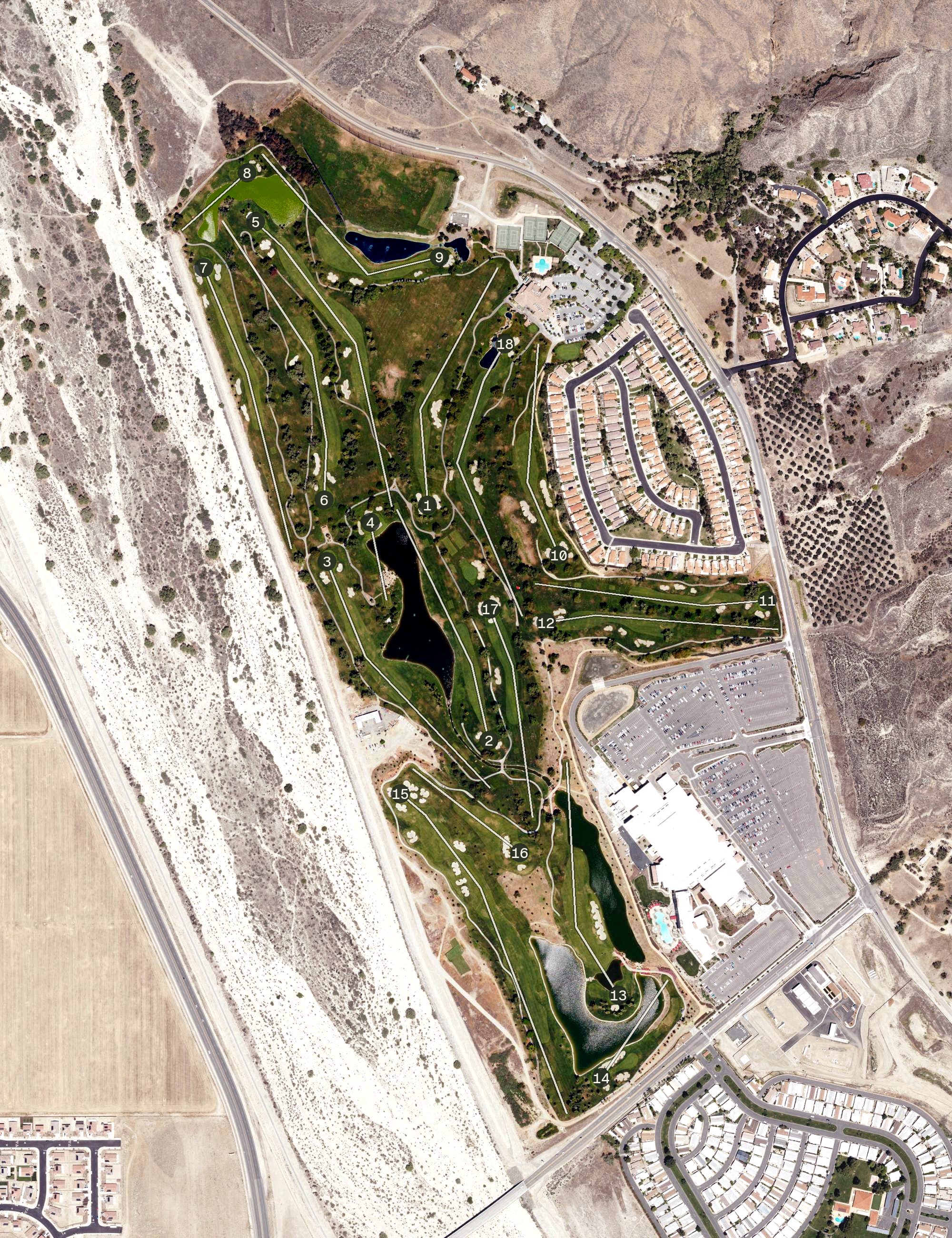 Aerial view of Soboba Springs Golf Course, CA