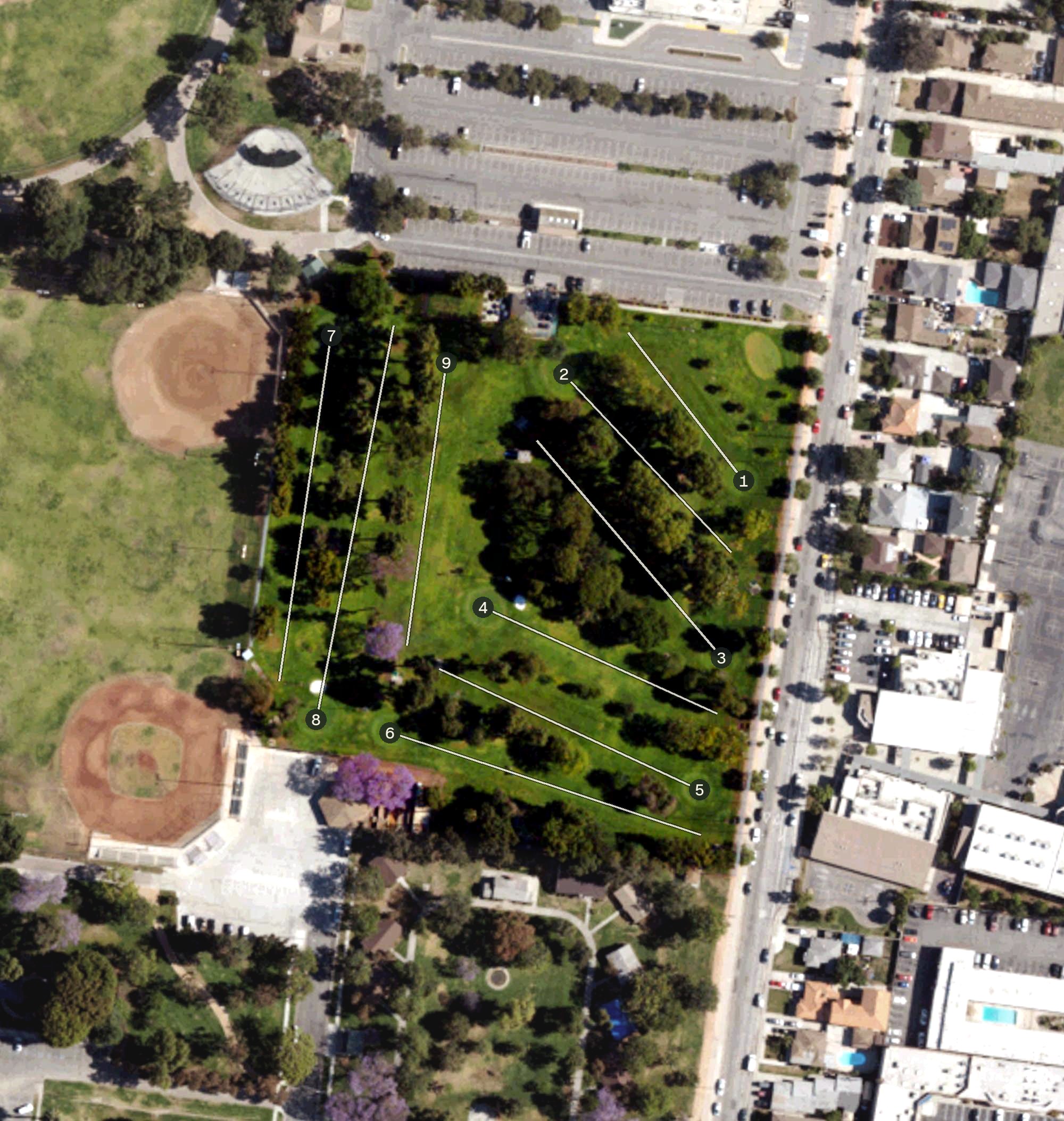 Aerial view of South Gate Golf Course, CA