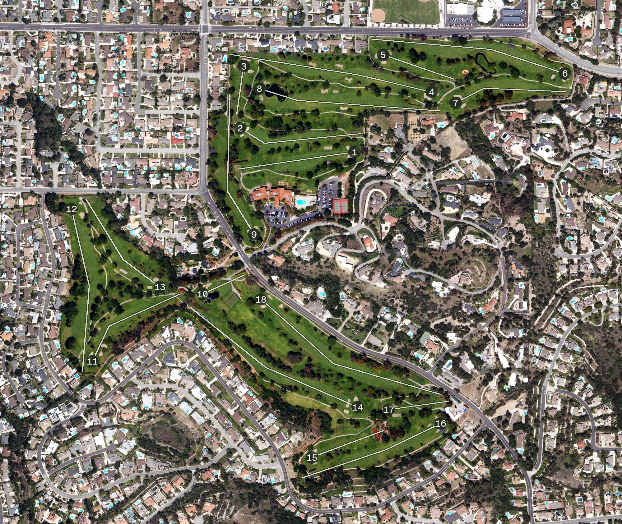 Aerial view of South Hills Country Club, CA