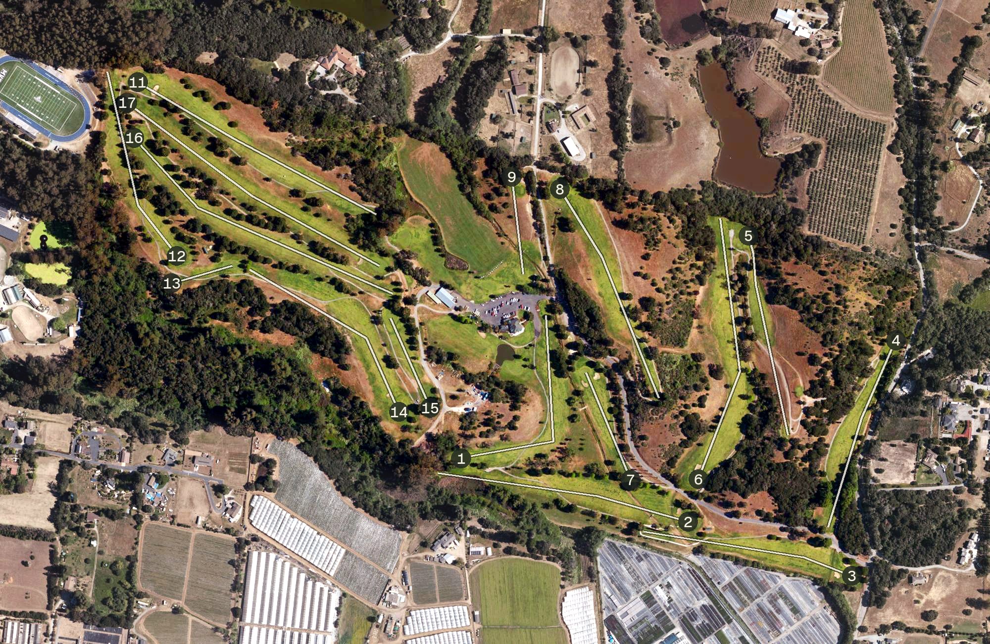 Aerial view of Spring Hills Golf Course, CA