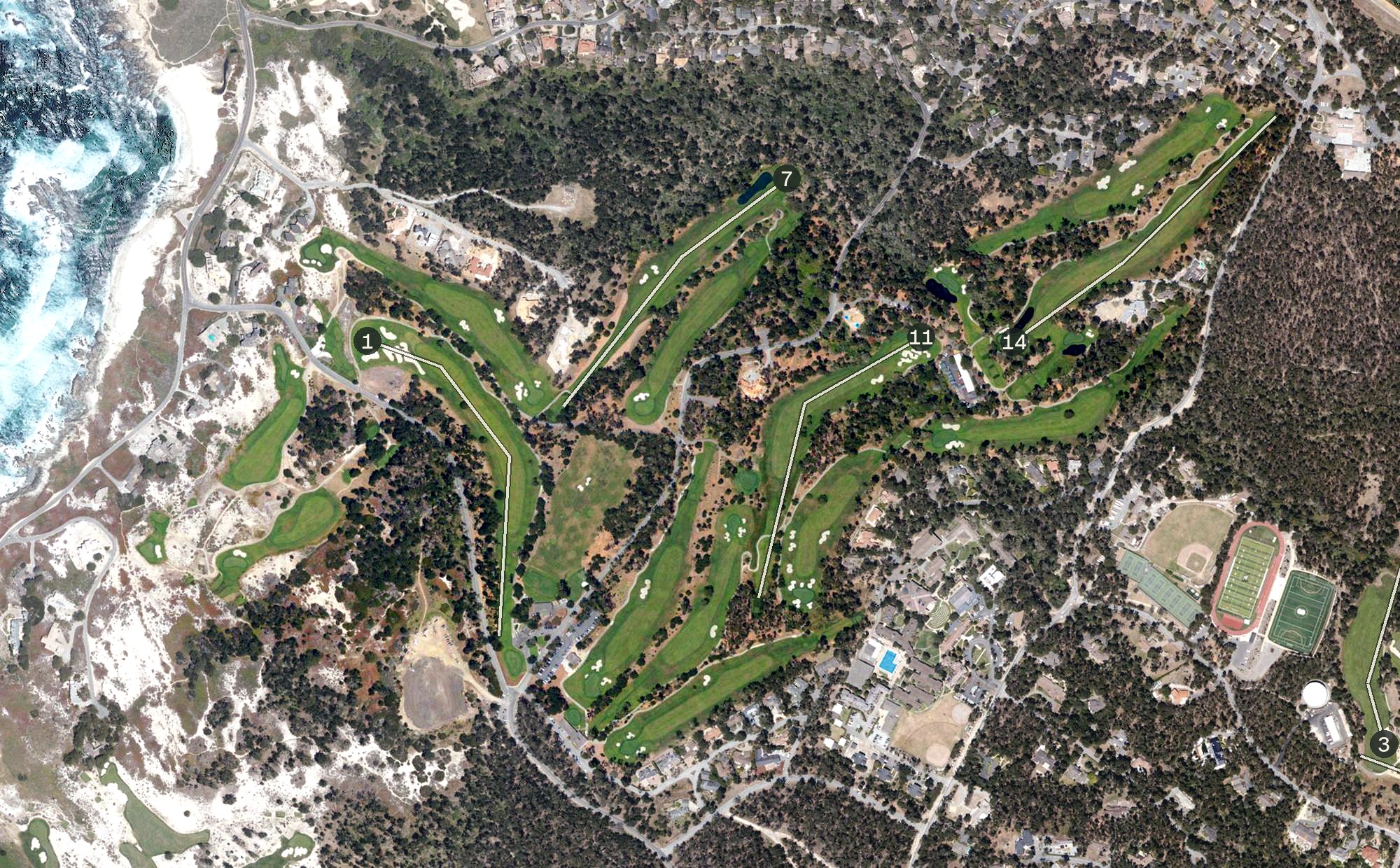 Aerial view of Spyglass Hill Golf Course, CA