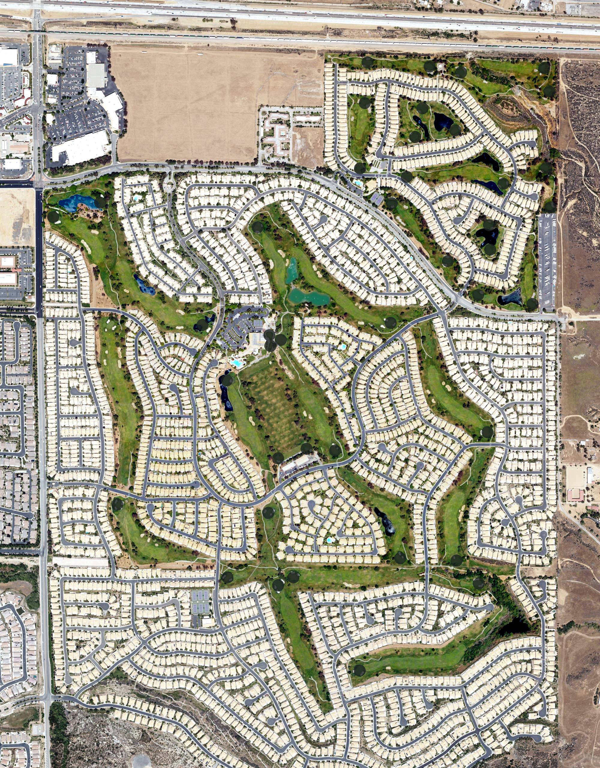 Aerial view of Sun Lakes Country Club and Golf Course, CA