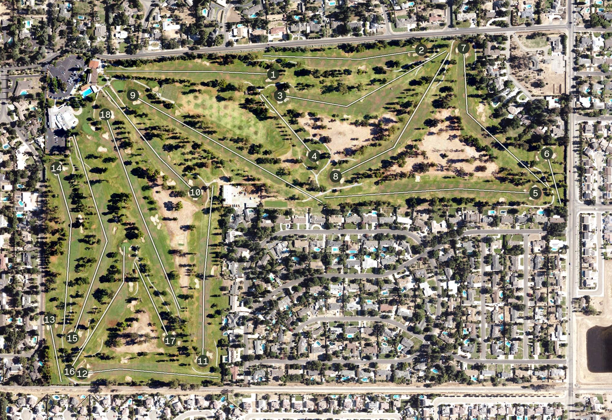 Aerial view of Sunnyside Country Club, CA