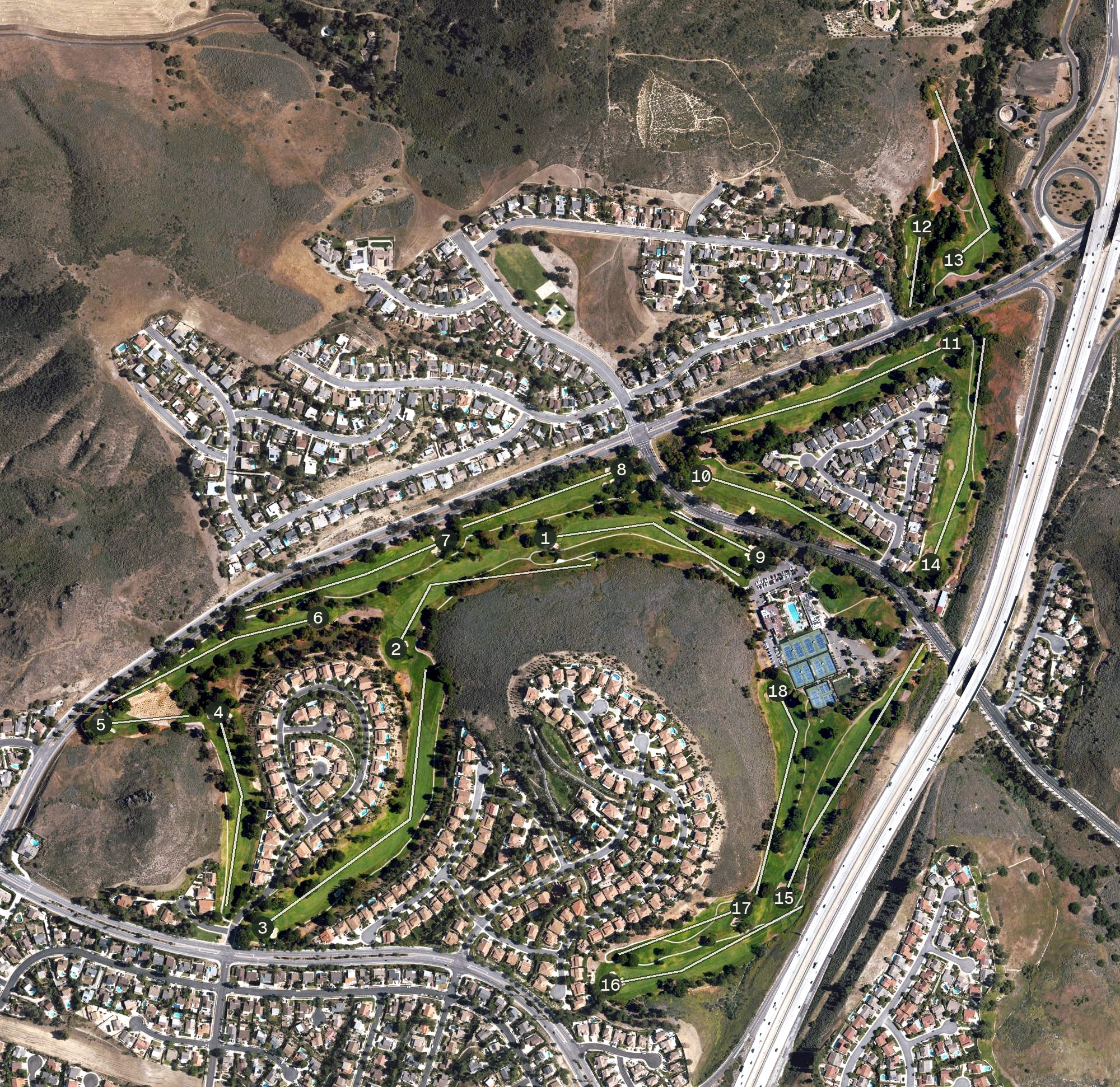 Aerial view of Sunset Hills Country Club, CA