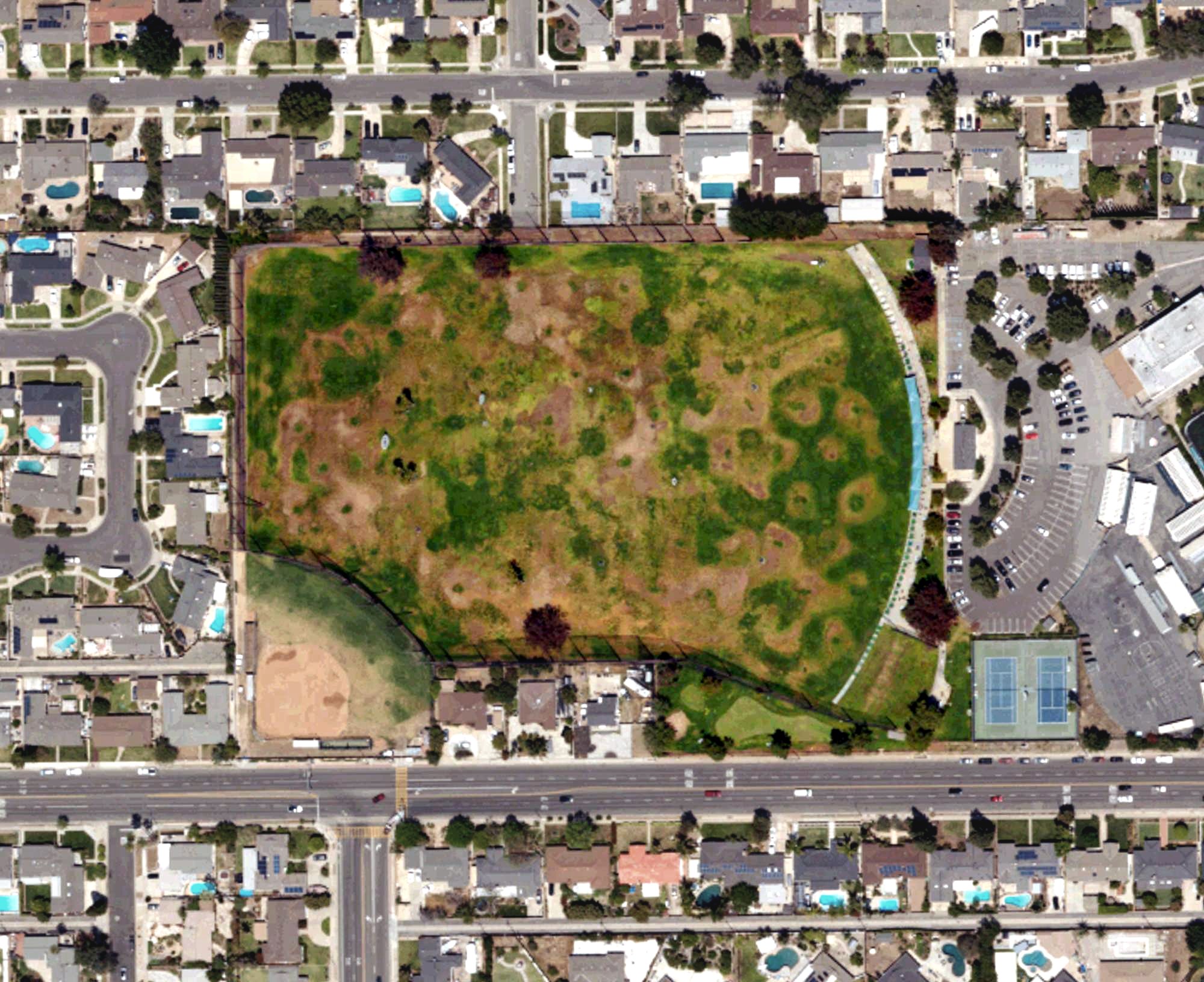 Aerial view of Super Range Golf, CA