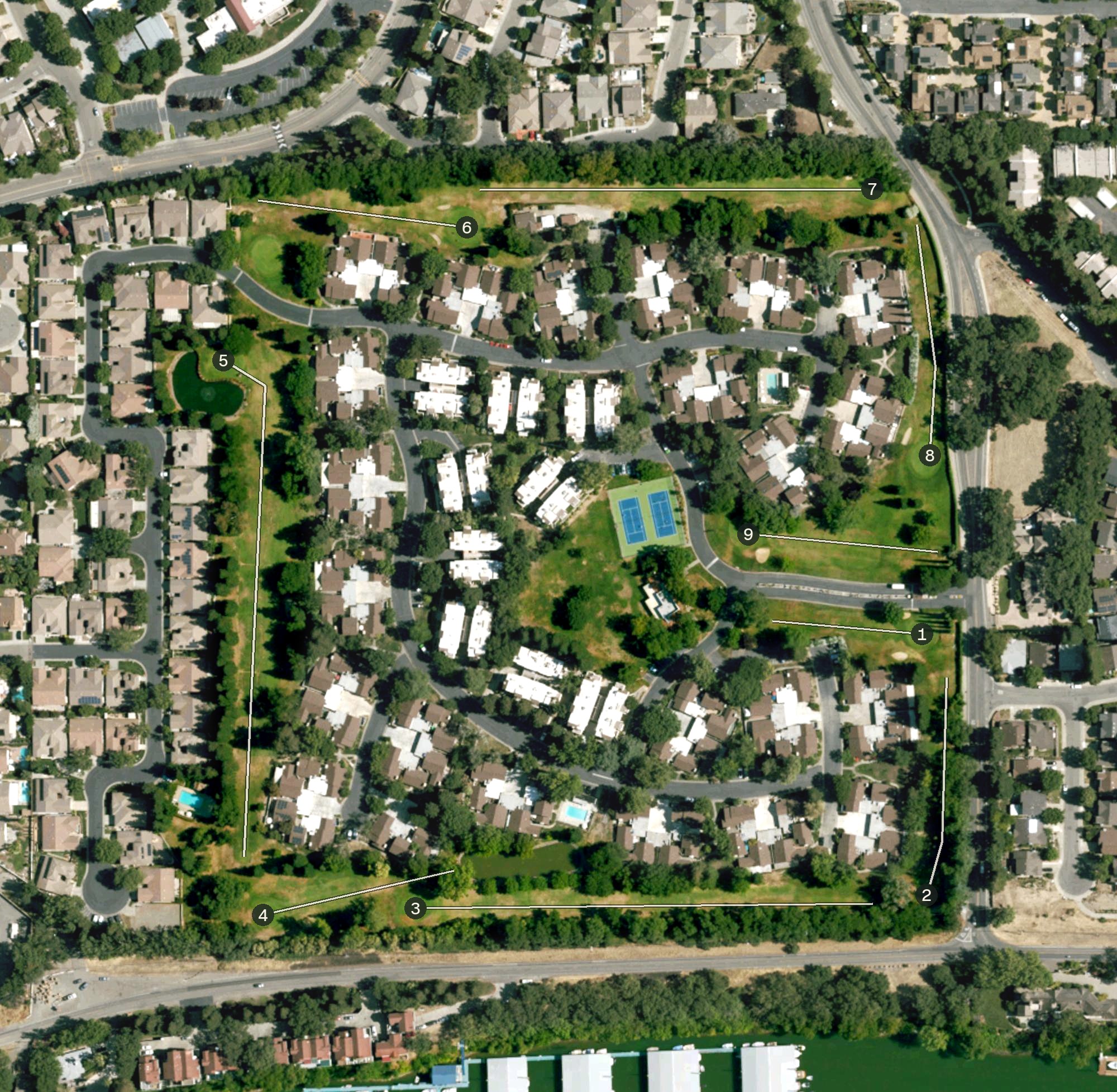 Aerial view of Swallows Nest Country Club, CA