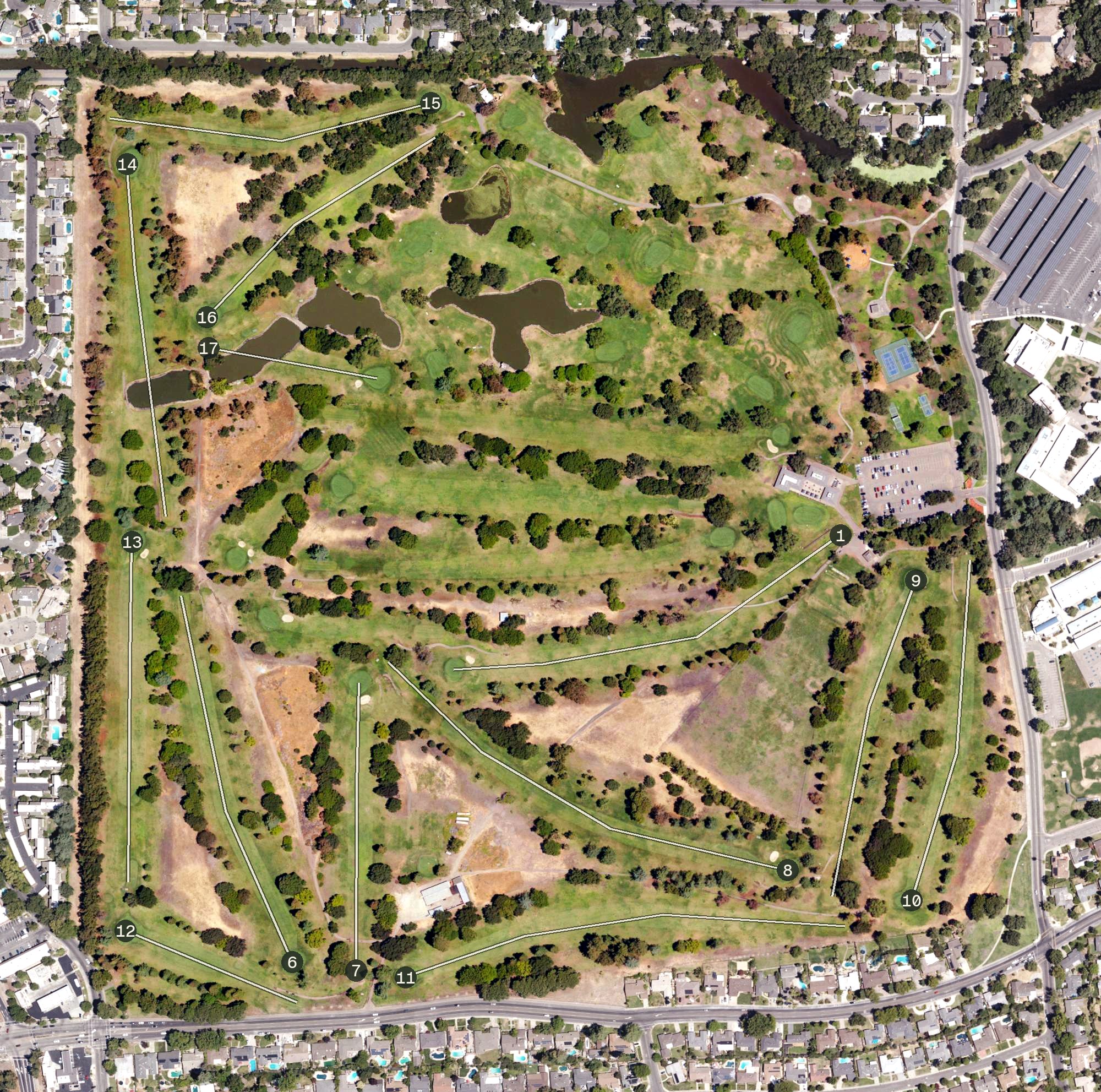 Aerial view of Swenson Park Golf Course, CA