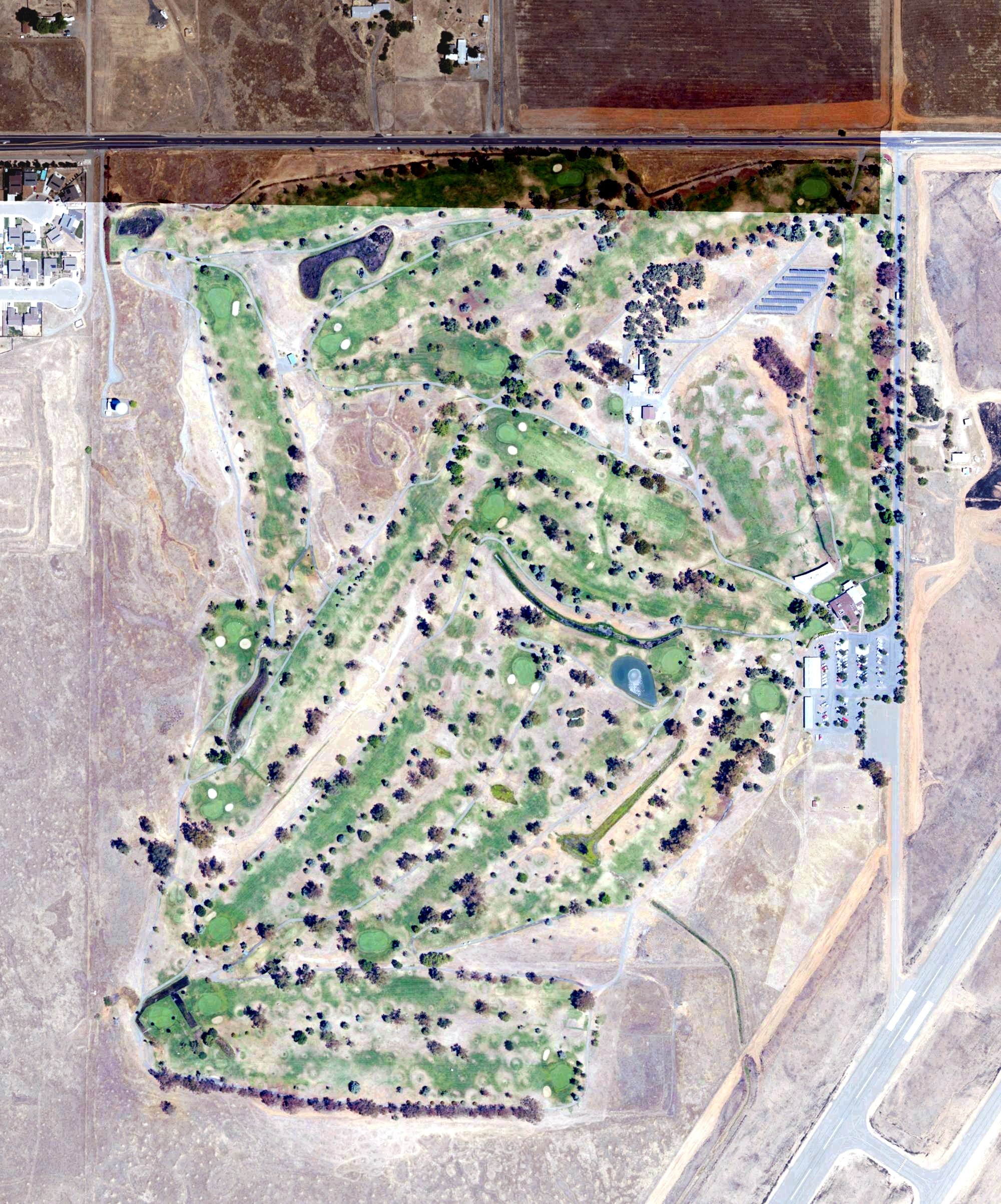Aerial view of Table Mtn Municipal Golf Course, CA