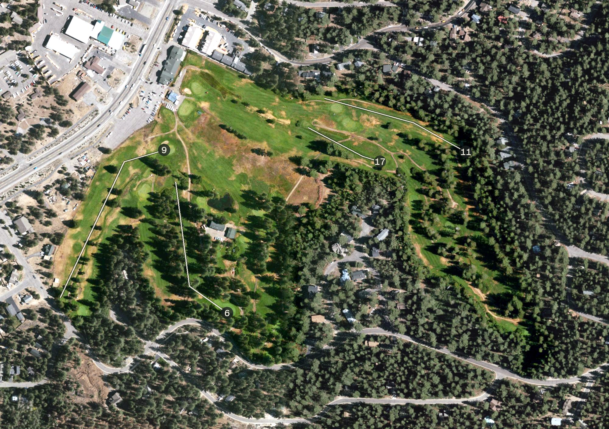 Aerial view of Tahoe Paradise Golf Course, CA