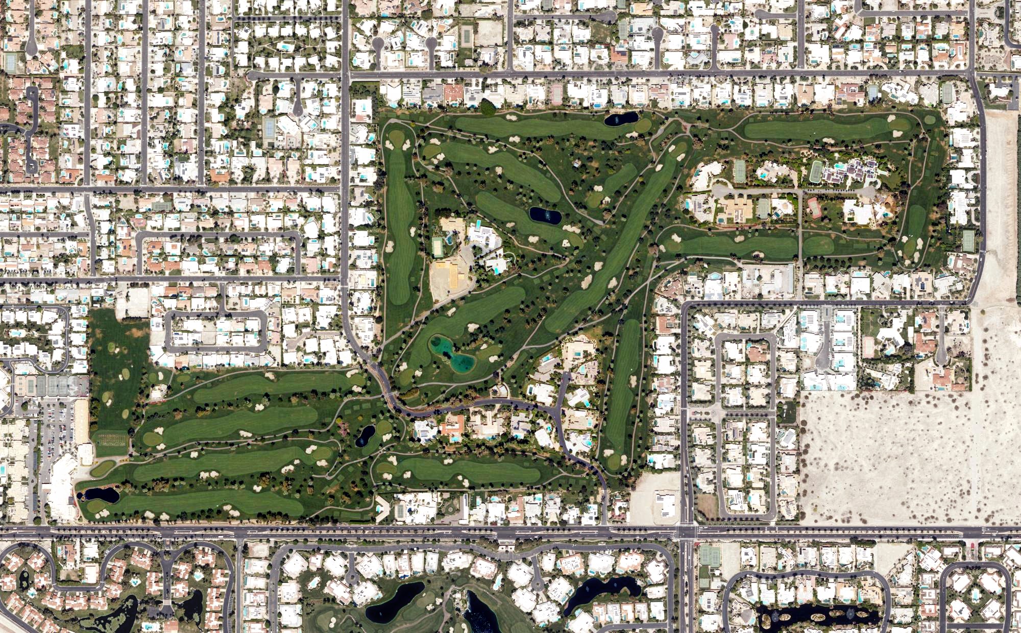 Aerial view of Tamarisk Country Club, CA