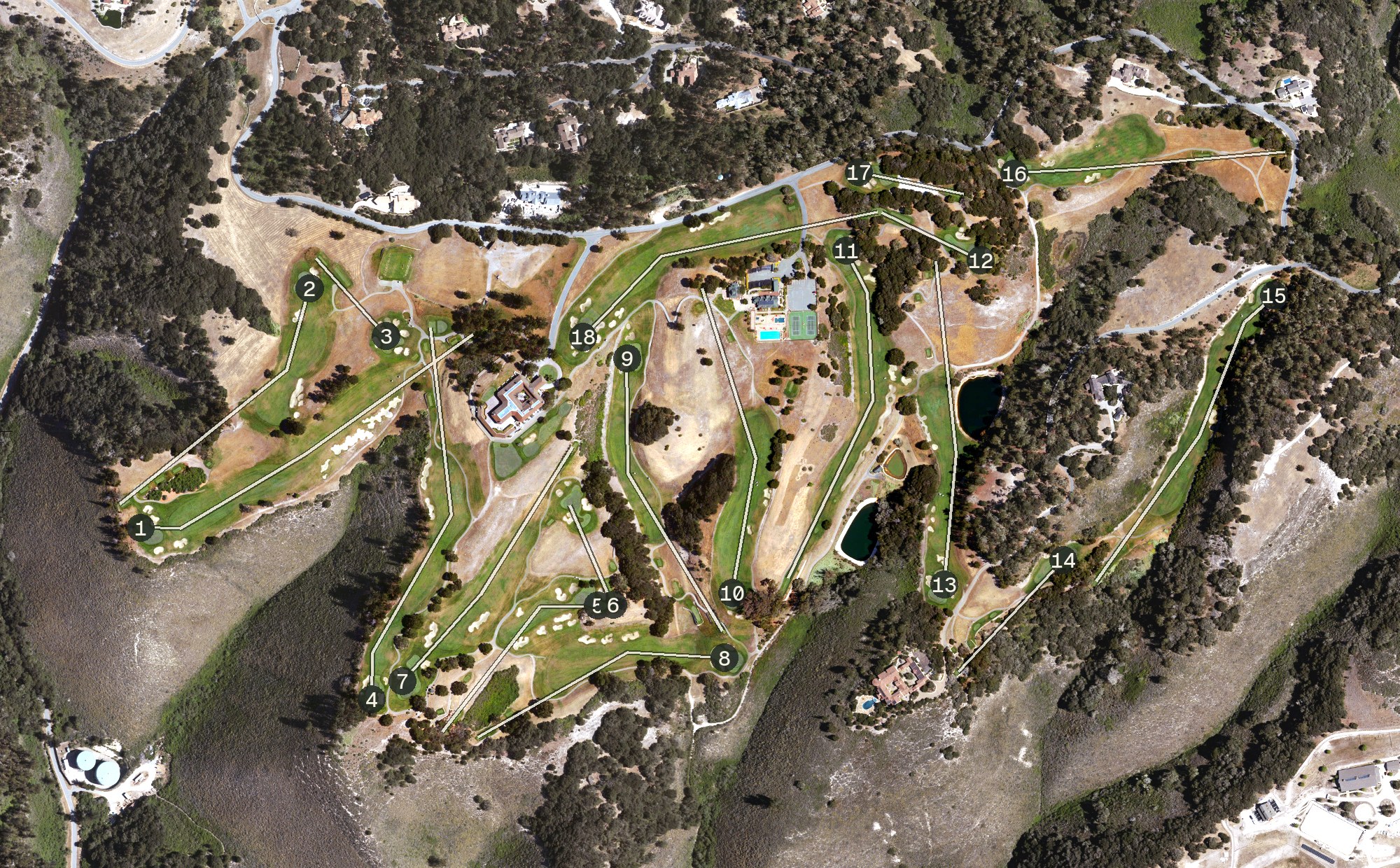 Aerial view of Tehama Golf Club, CA