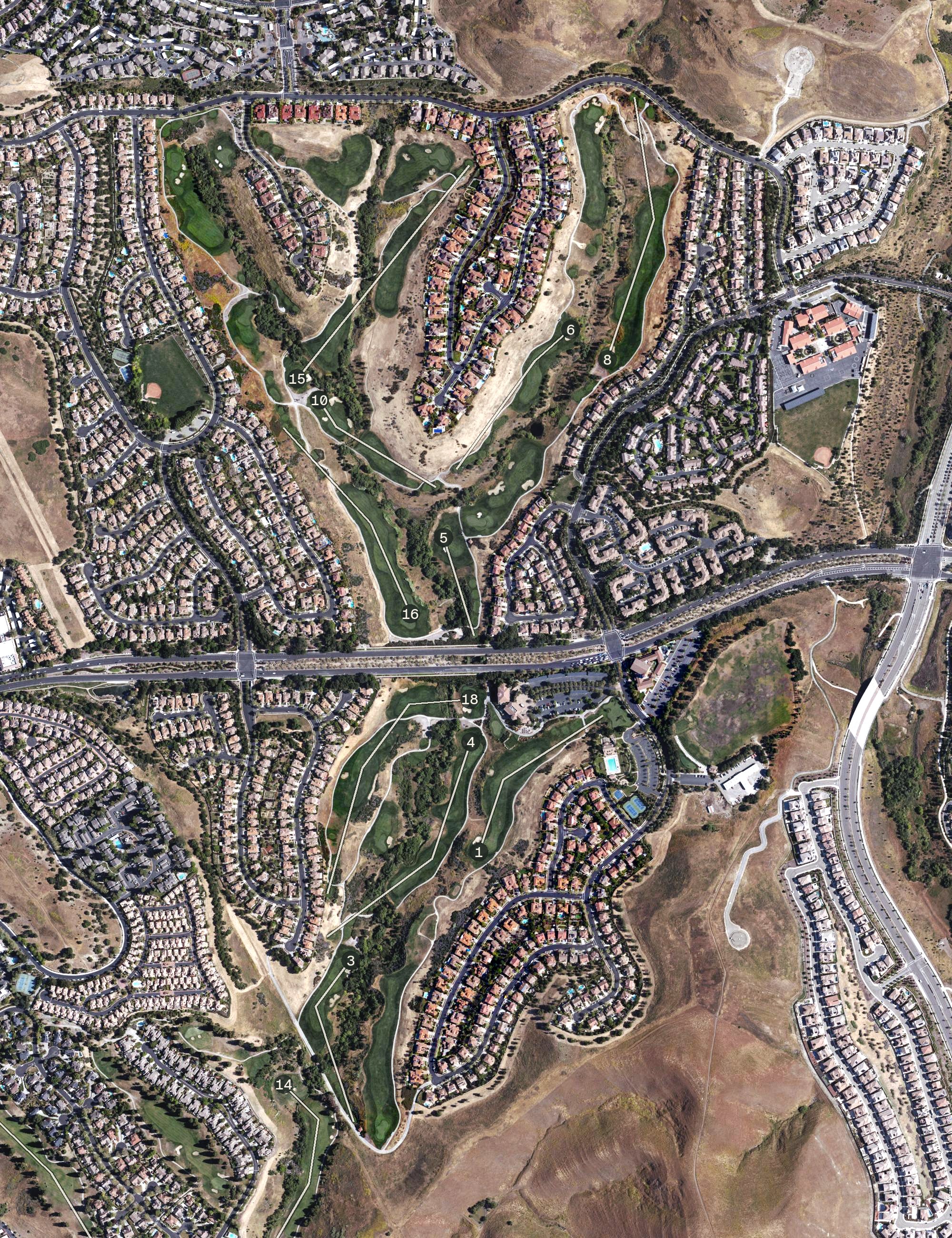 Aerial view of The Bridges Golf Club, CA