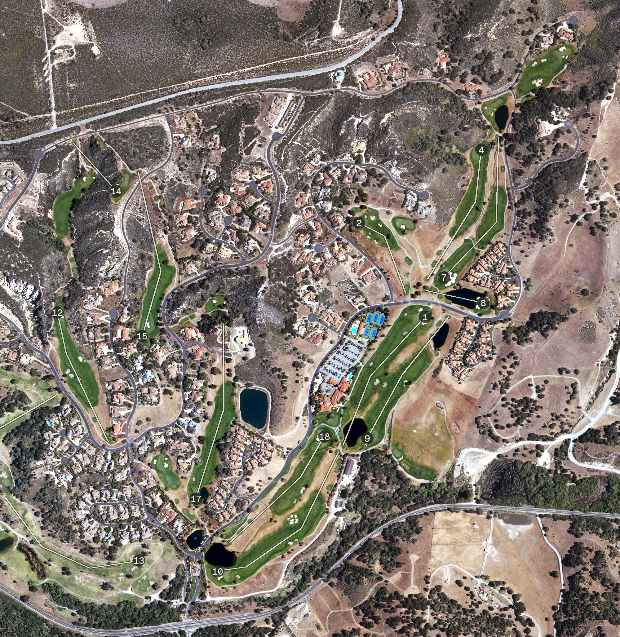 Aerial view of The Club at Pasadera, CA