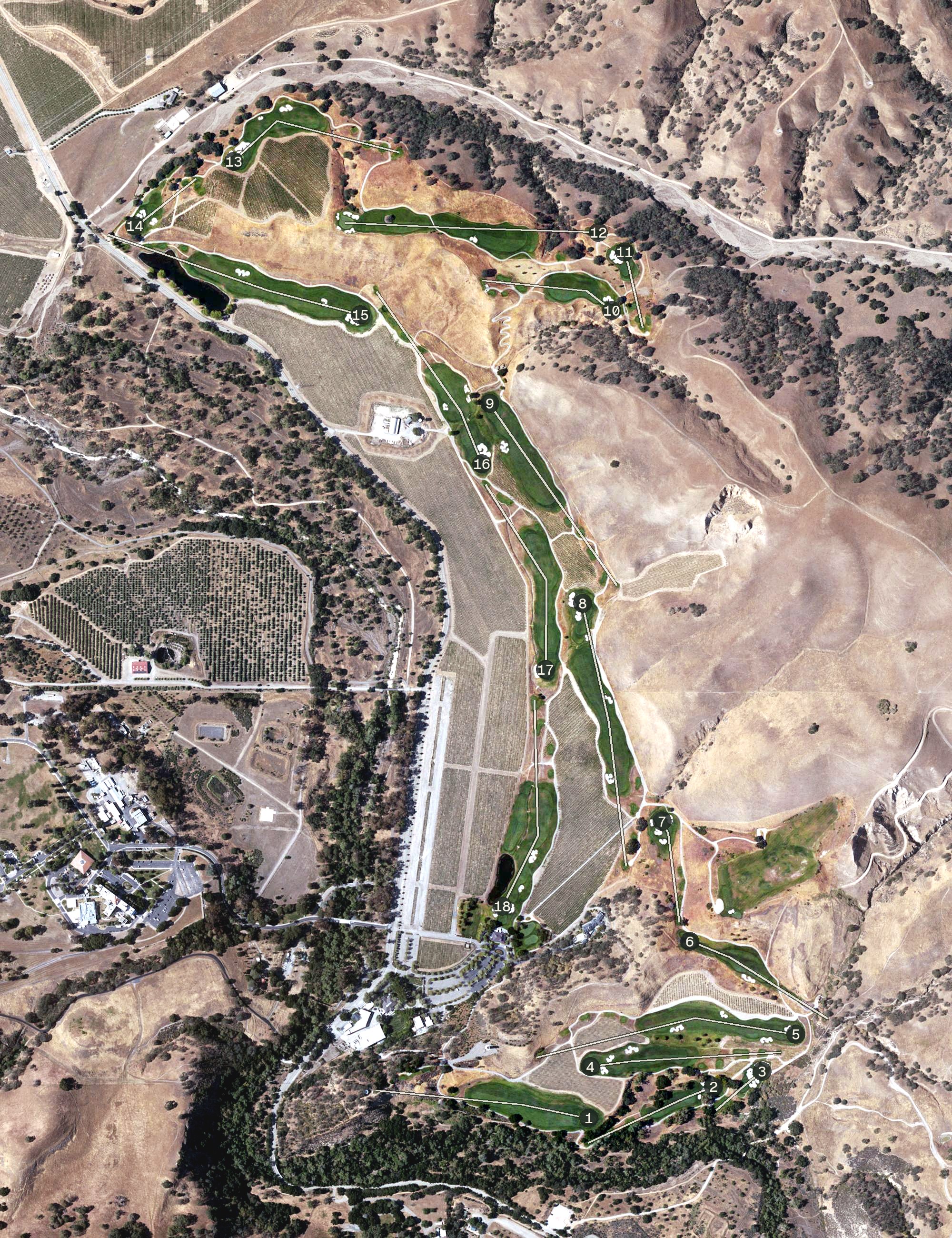 Aerial view of The Course at Wente Vineyards, CA