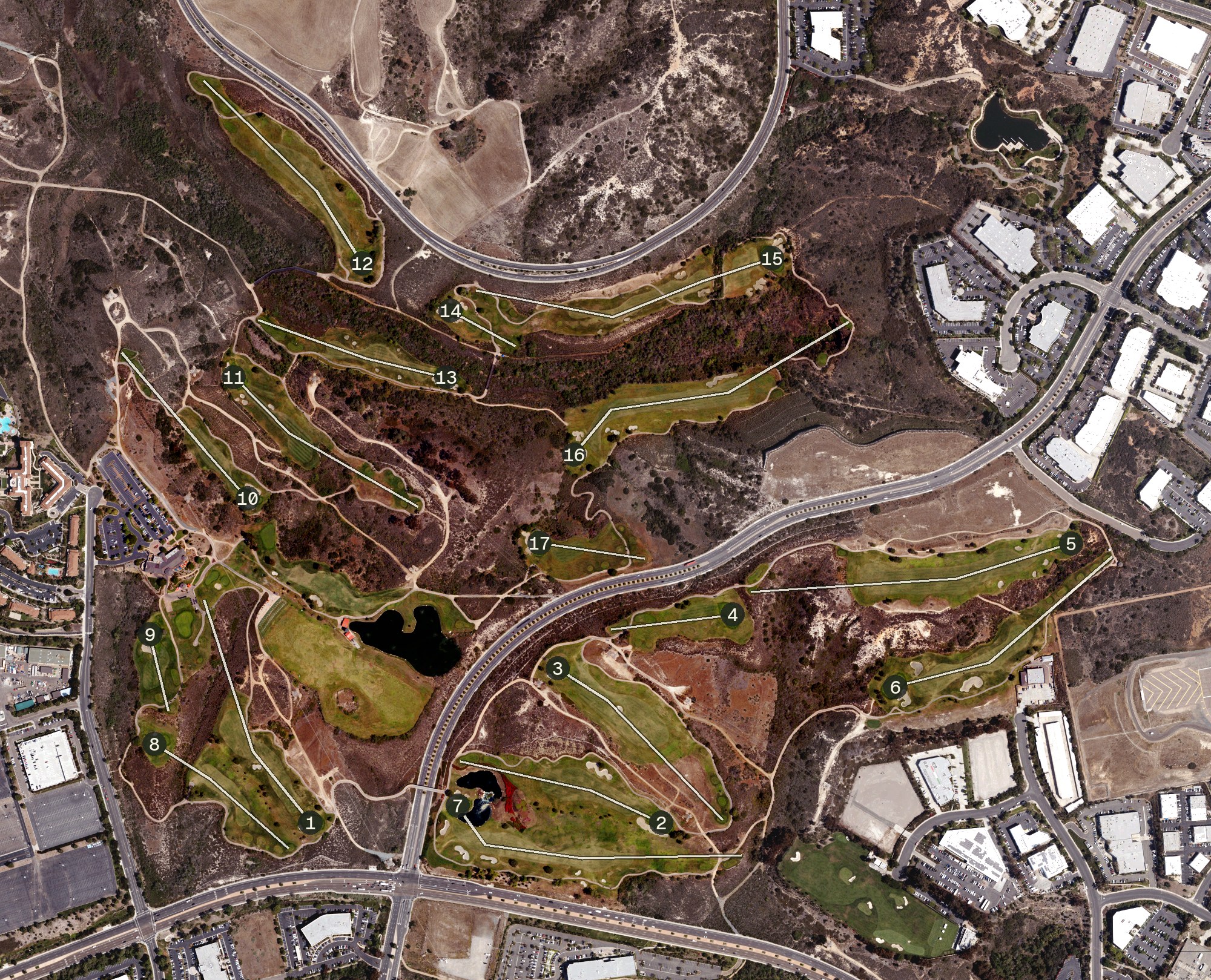 Aerial view of The Crossings at Carlsbad, CA