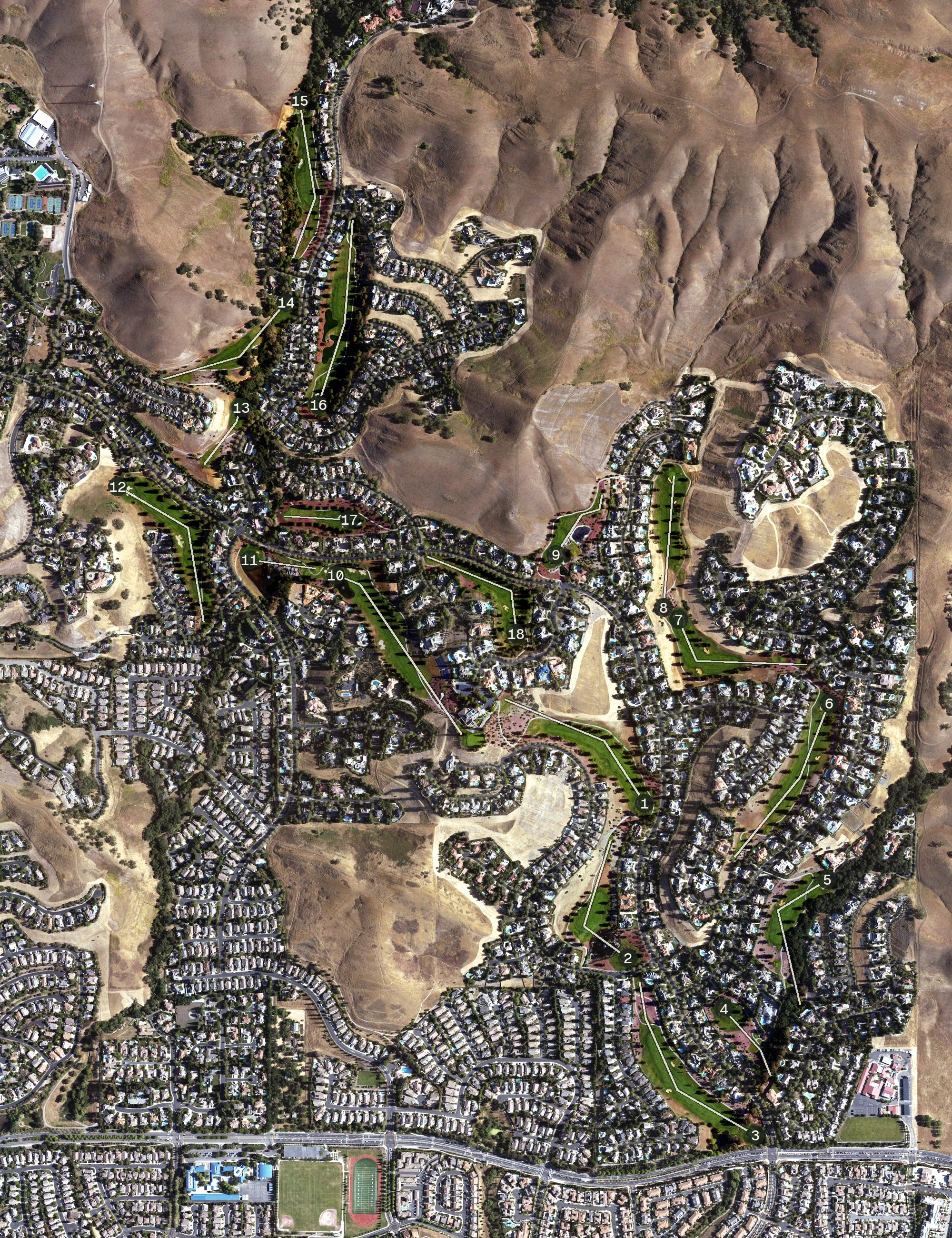 Aerial view of The Falls, CA