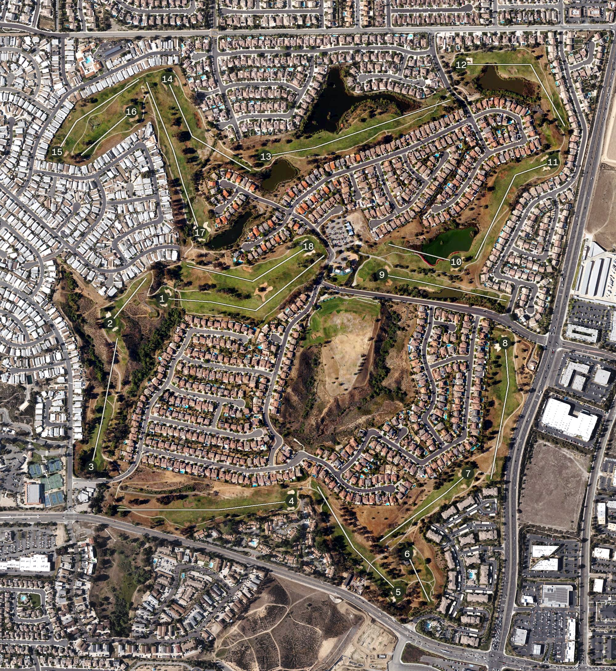Aerial view of The Golf Club at Rancho California (ex SCGA Golf Club), CA