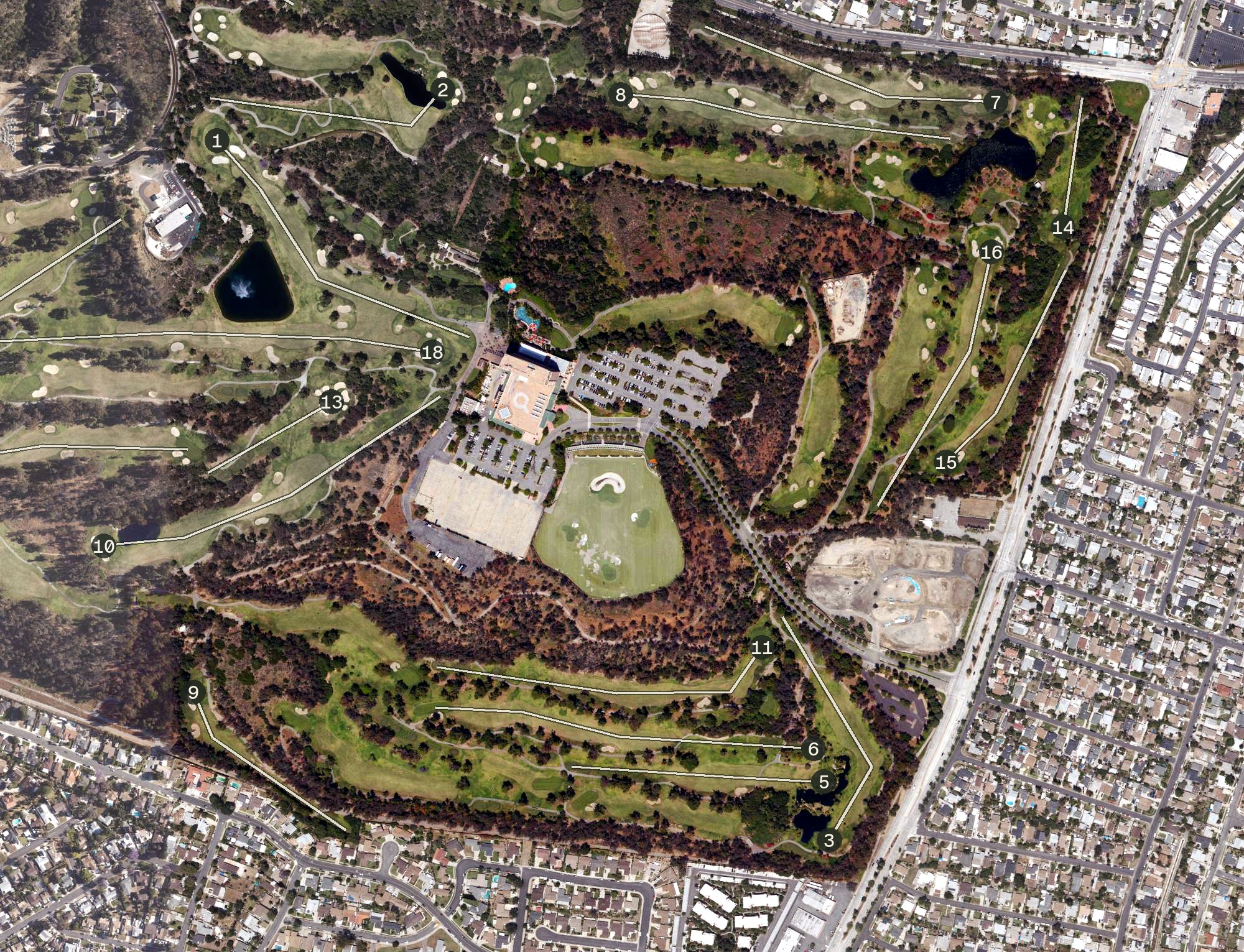 Aerial view of The Industry Hills Golf Club - Babe Zaharias Course, CA